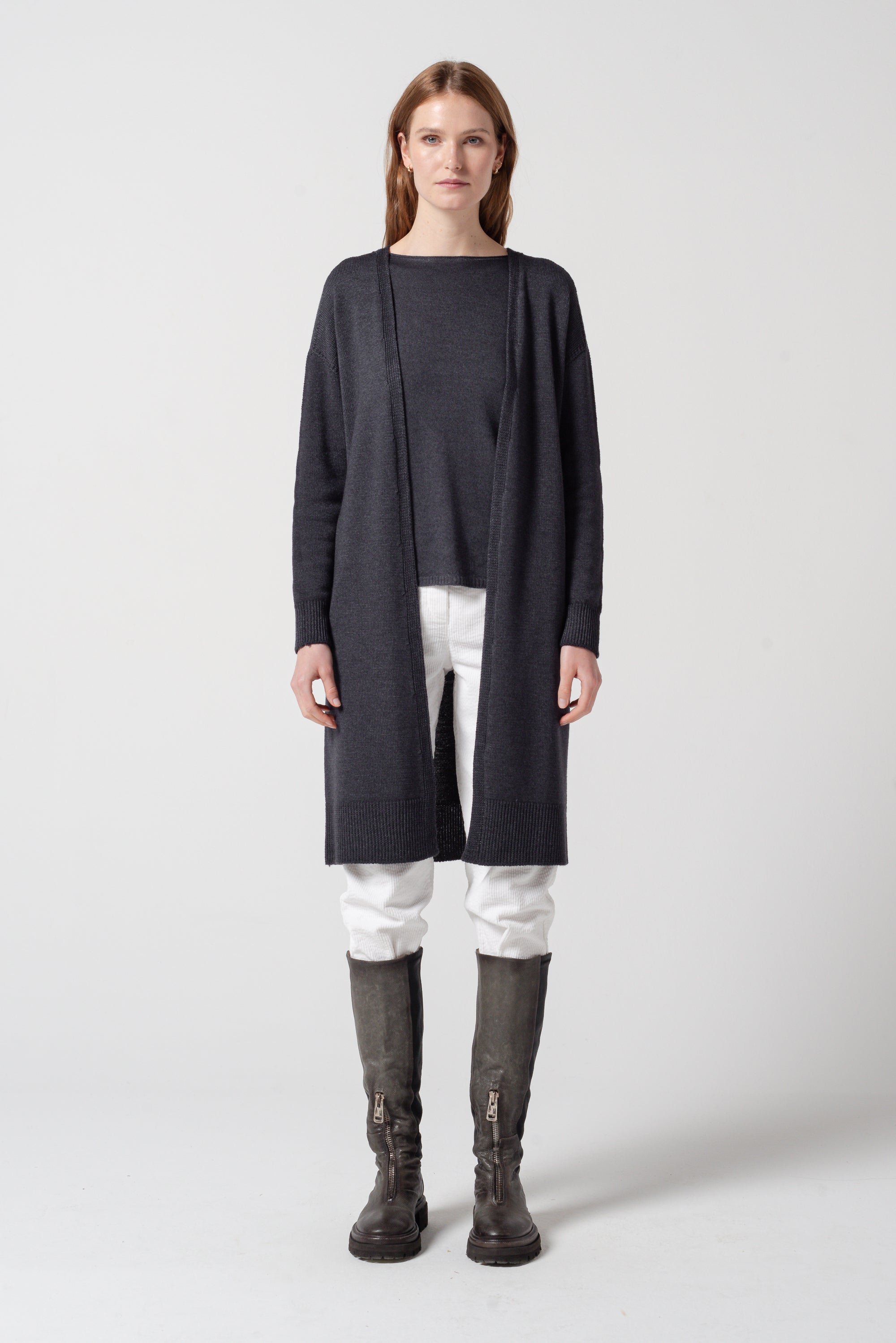 Durness Long Cardi - Basalt