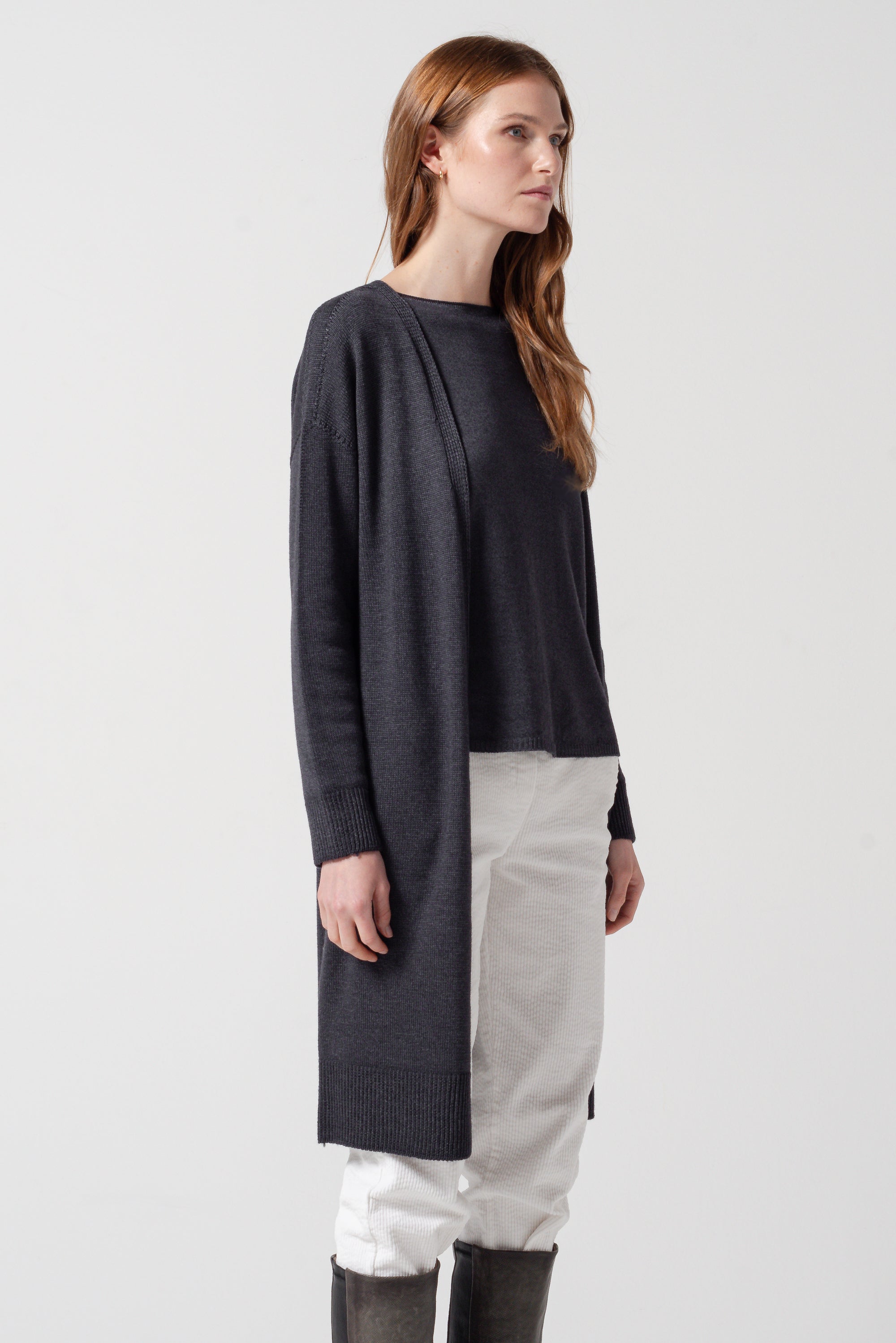 Durness Long Cardi - Basalt