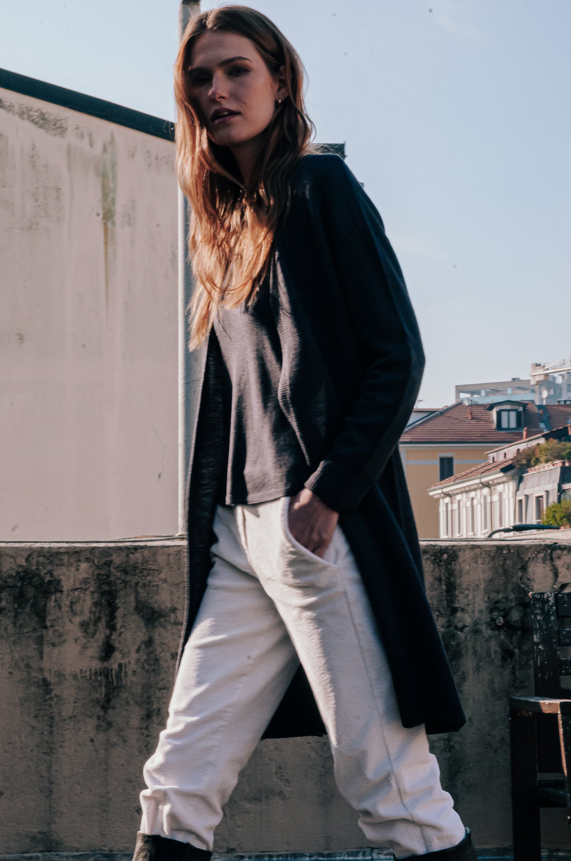 Durness Long Cardi - Basalt