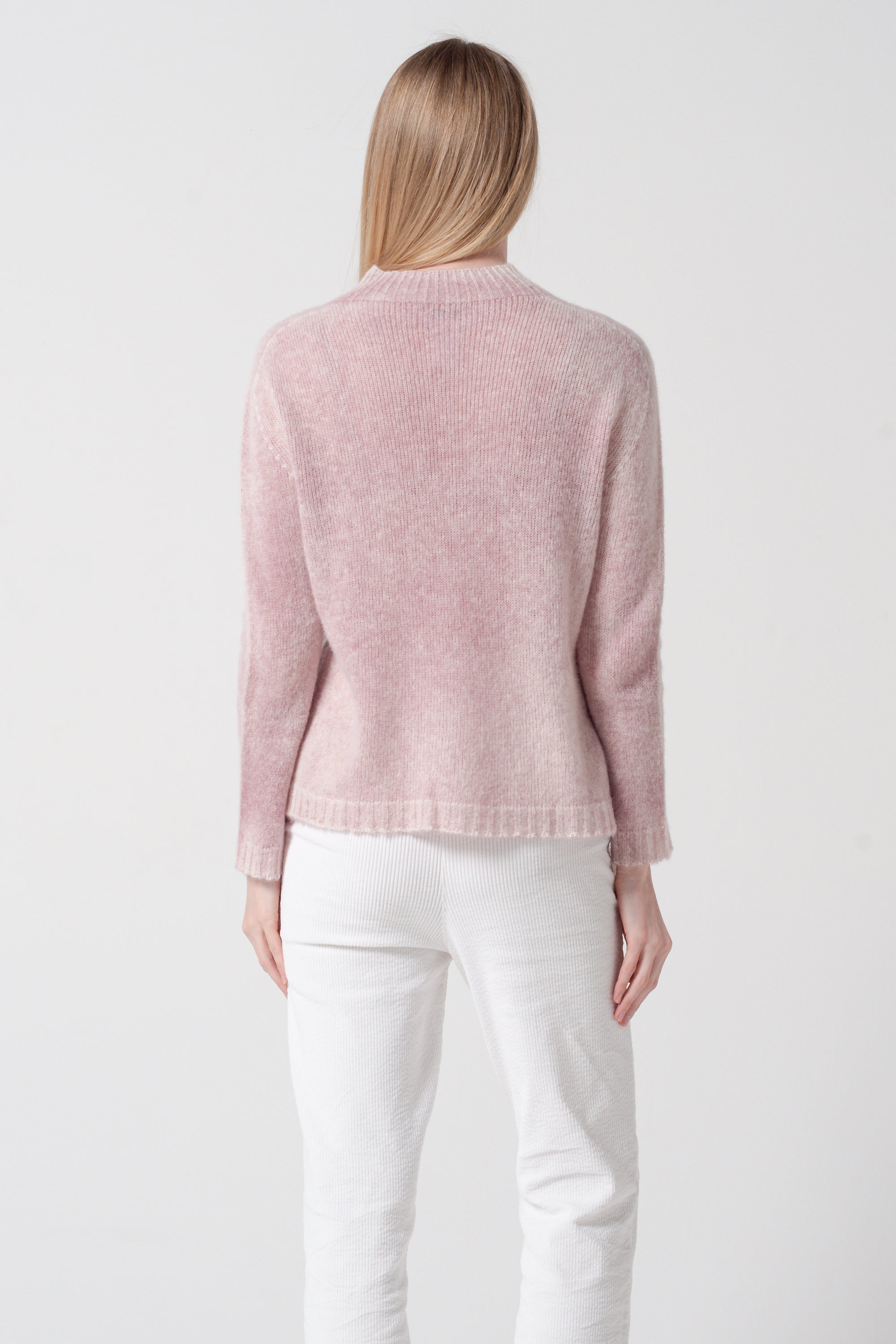 Wem Frost Art - Alpaca Long Sleeve Cable Crewneck - Peony
