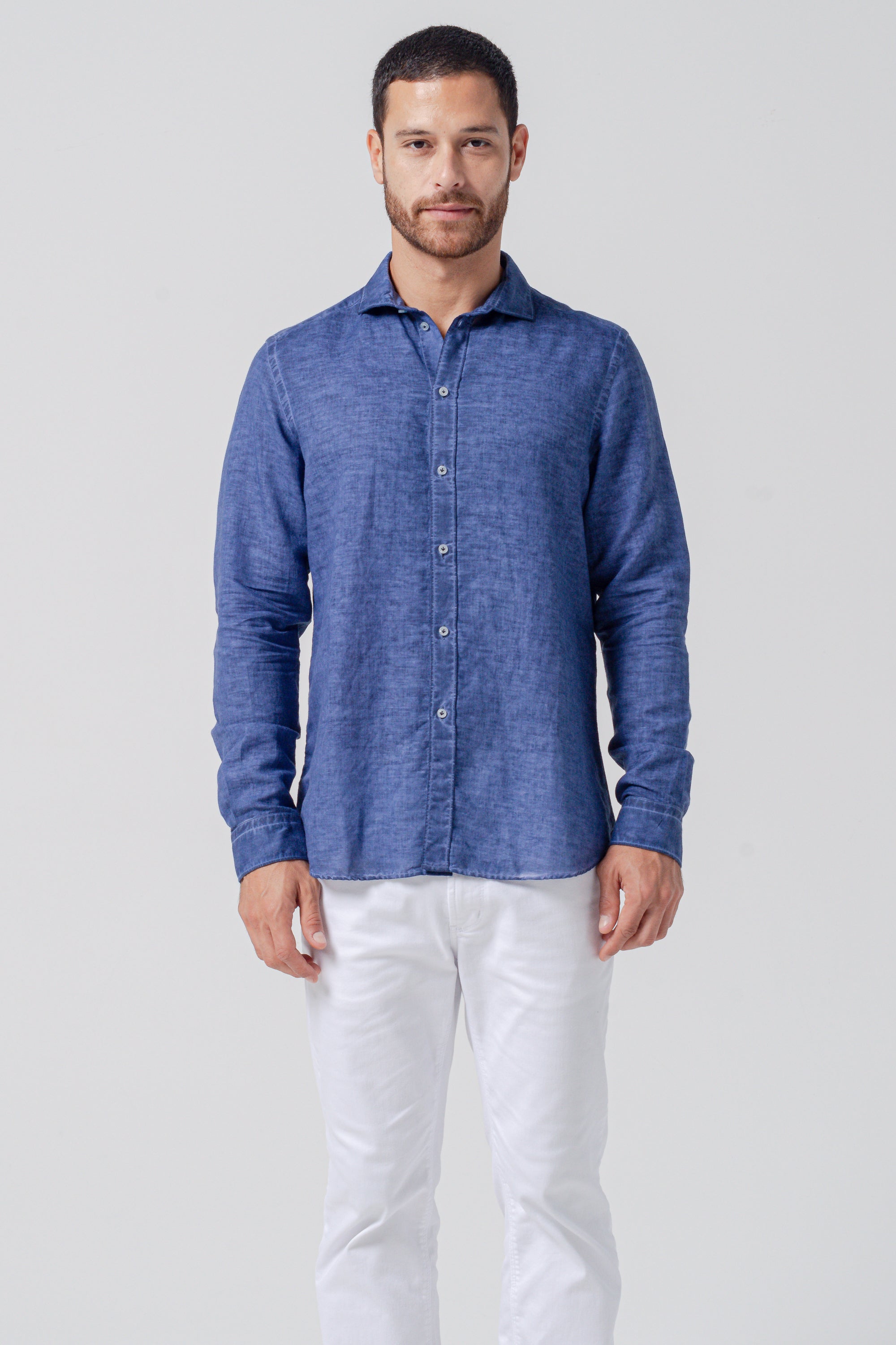 Classic Fit Linen Blend Shirt - Nautico