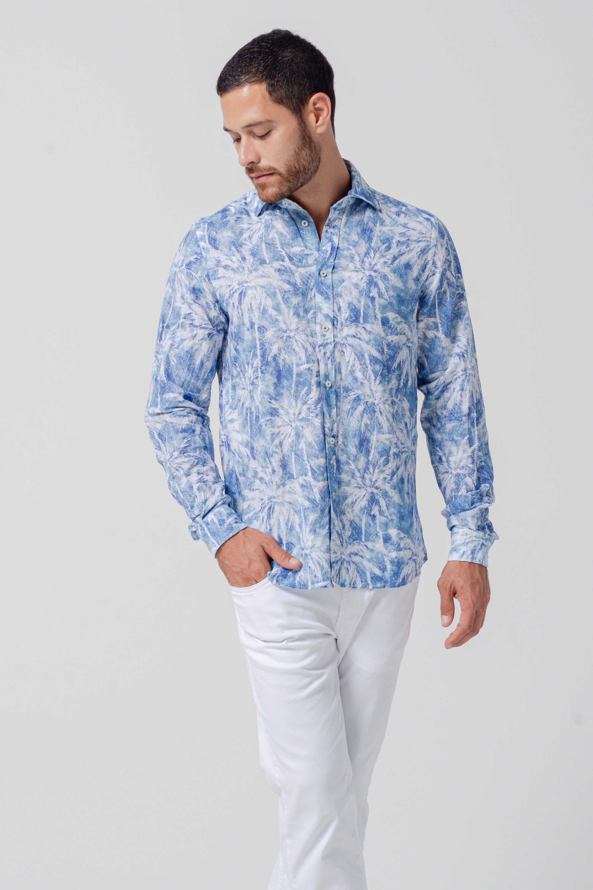 Relax Fit Palm Print Shirt - Night