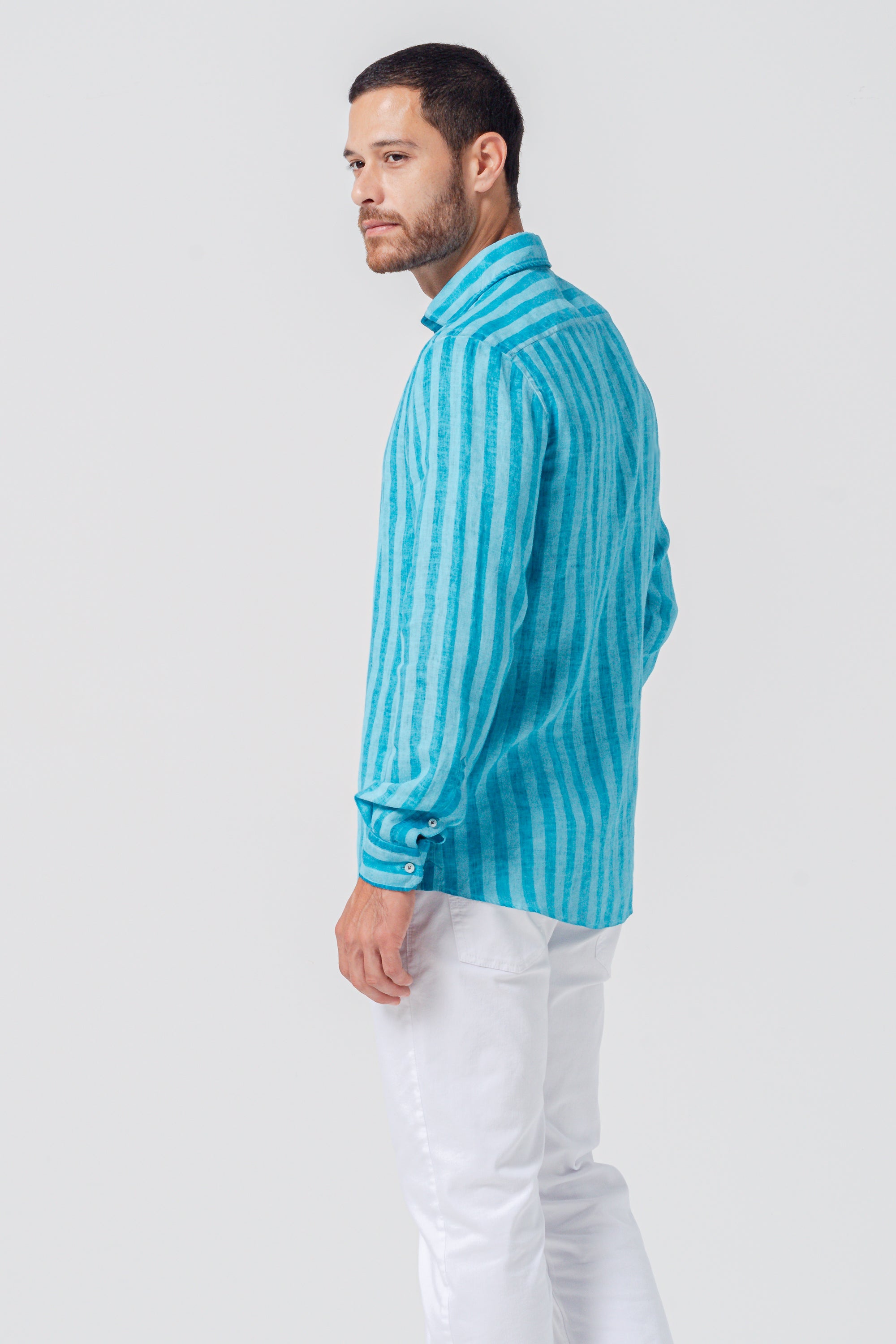 Relax Fit Striped Linen Shirt - Nettuno