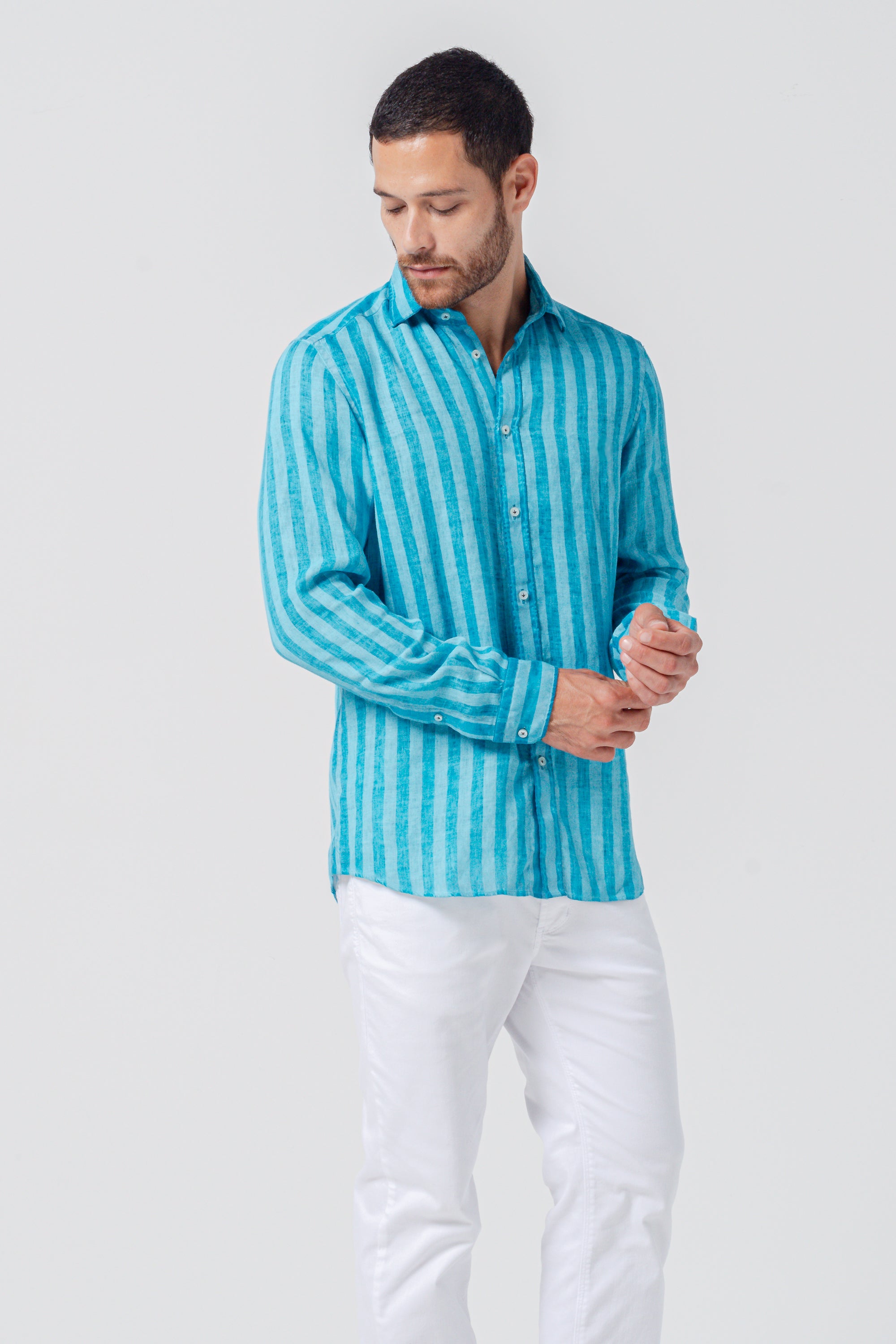 Relax Fit Striped Linen Shirt - Nettuno