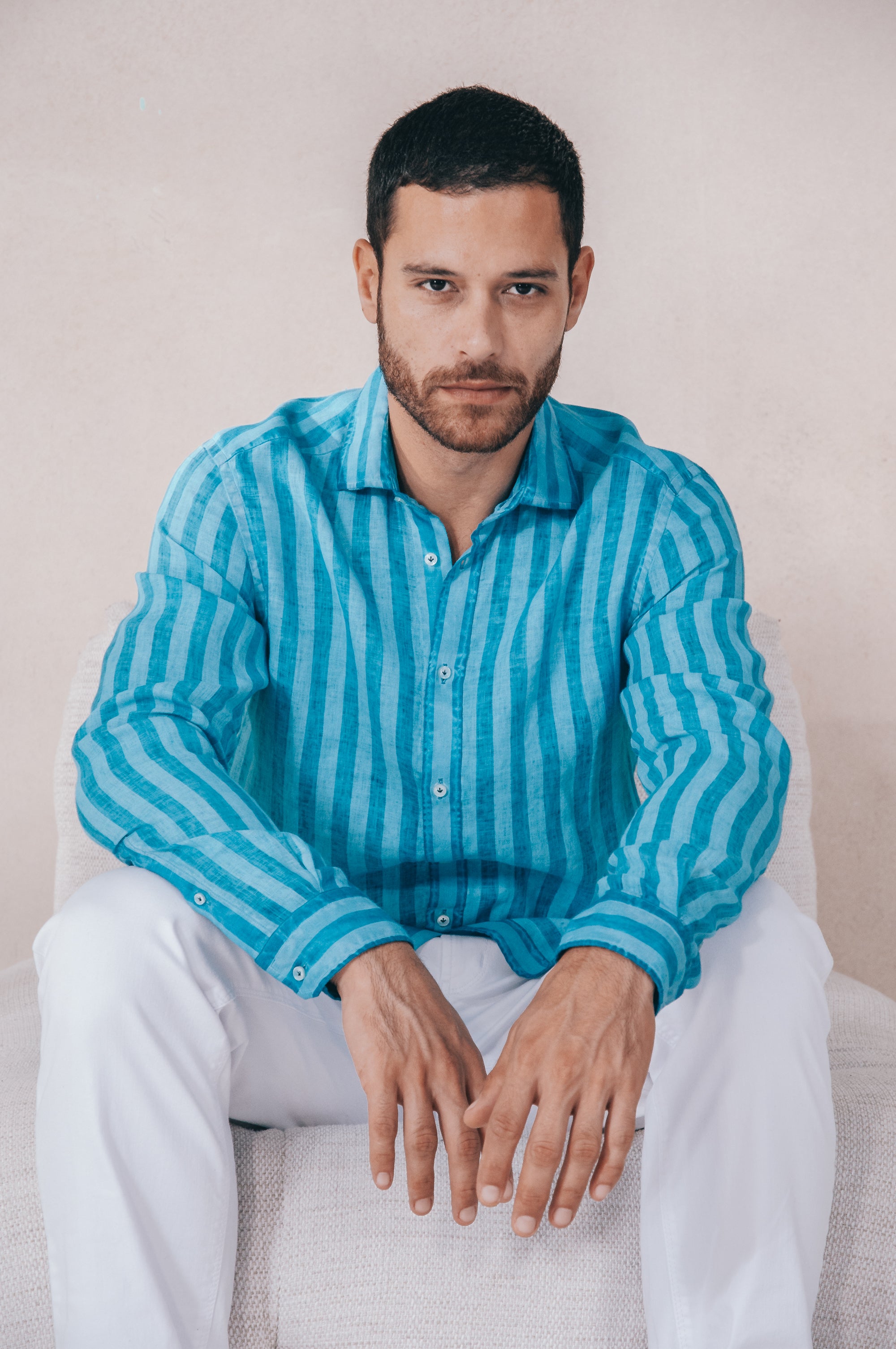 Relax Fit Striped Linen Shirt - Nettuno