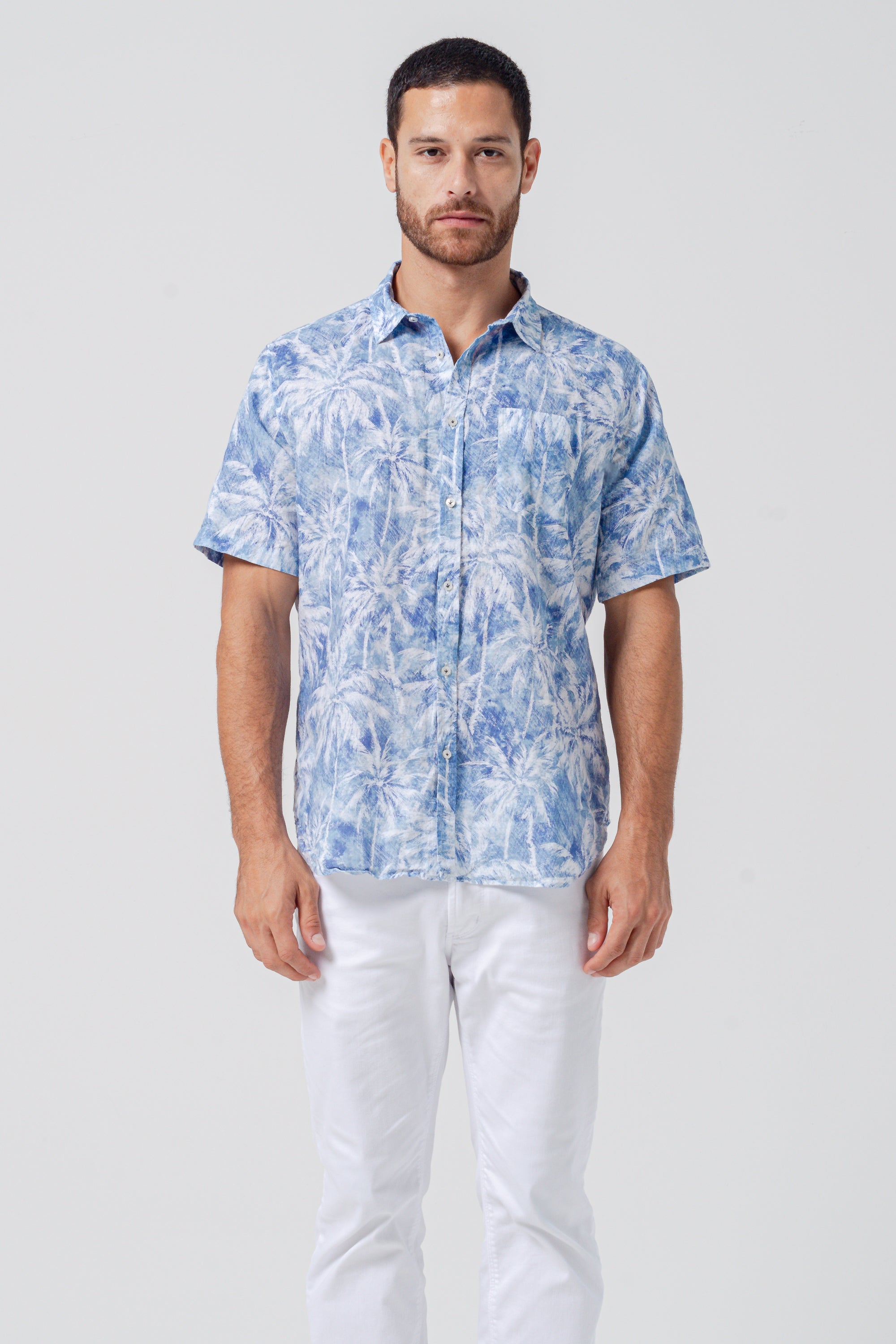 Alex Palm Print Shirt - Night