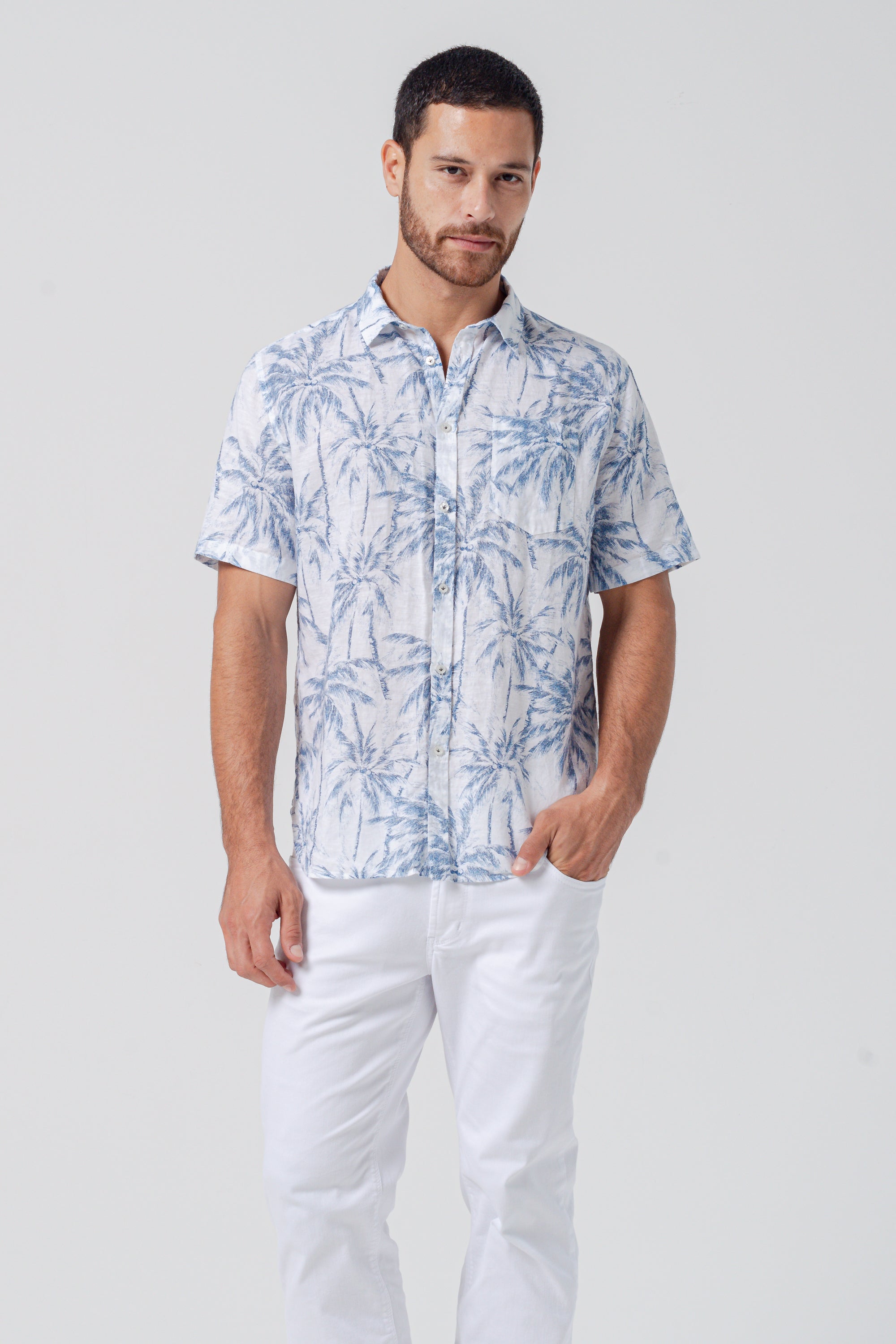 Alex Palm Print Shirt - Morning