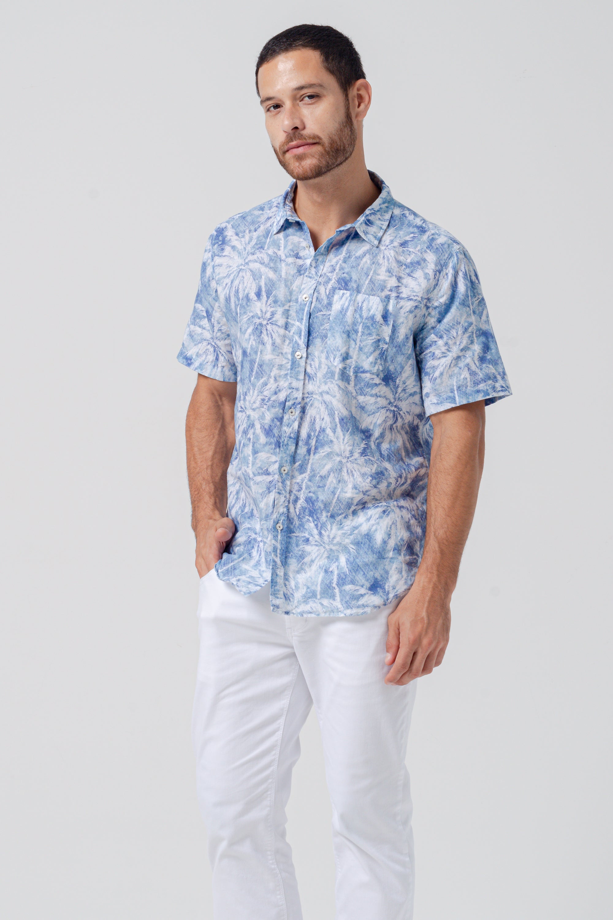 Alex Palm Print Shirt - Night