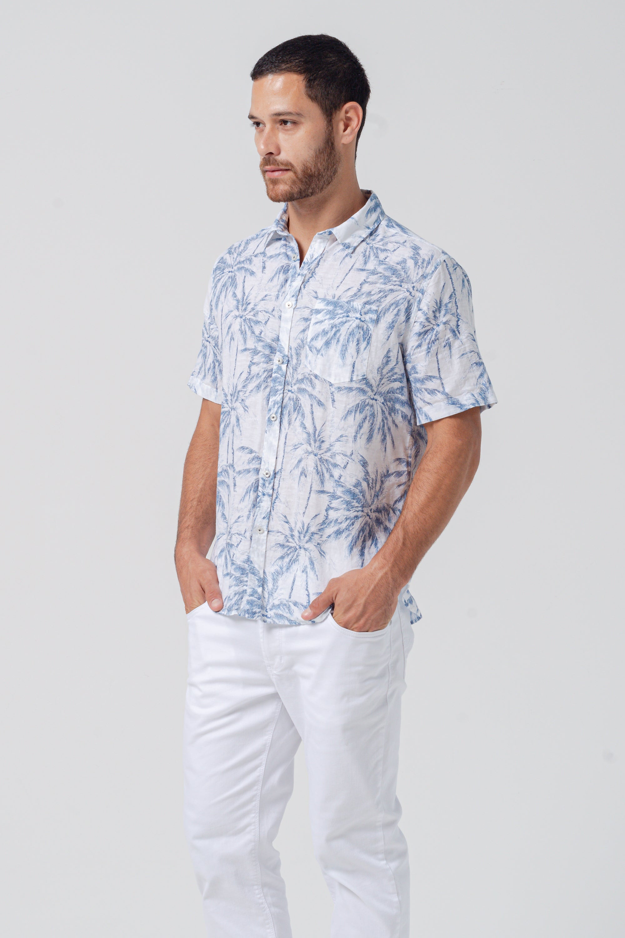 Alex Palm Print Shirt - Morning