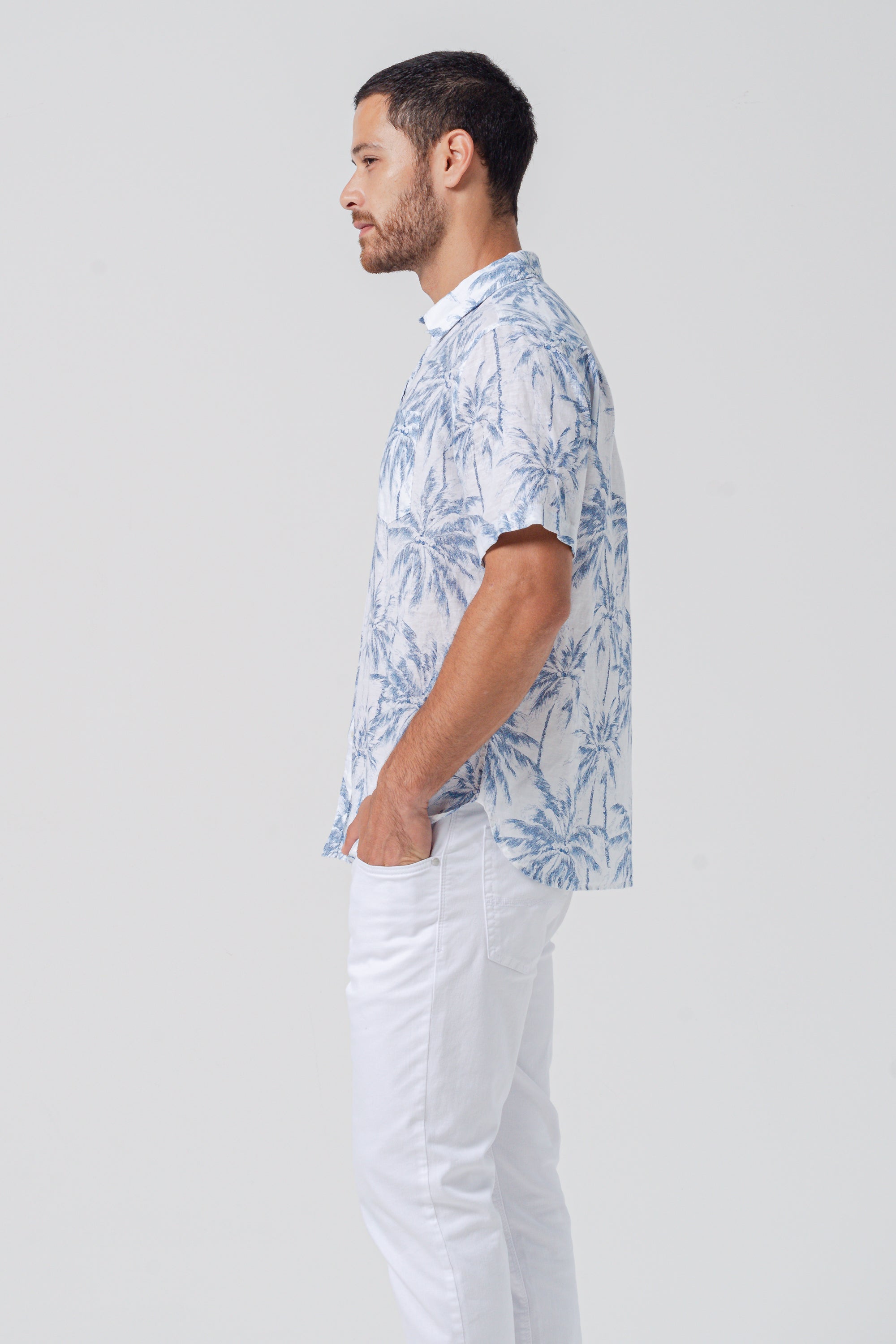 Alex Palm Print Shirt - Morning