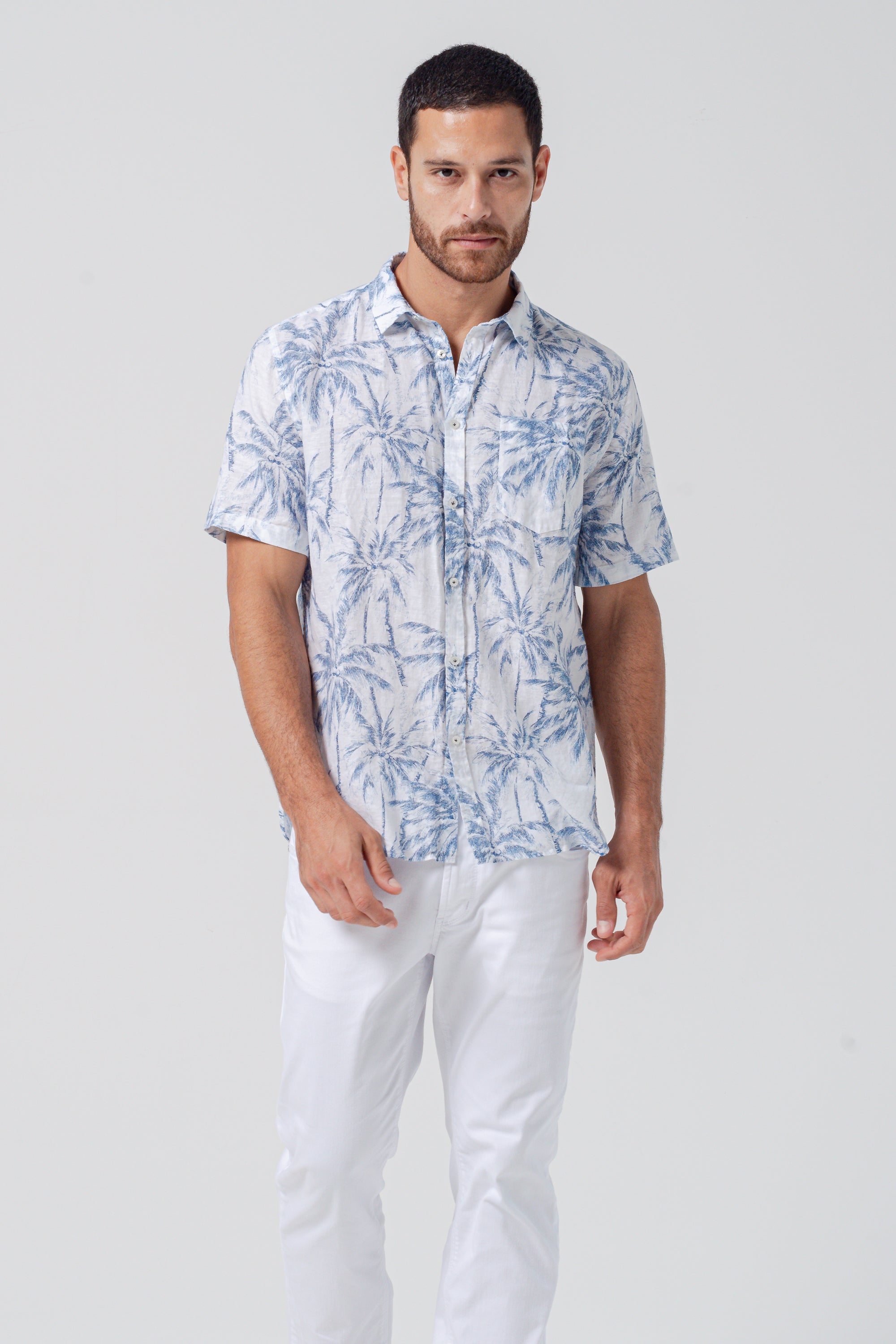 Alex Palm Print Shirt - Morning