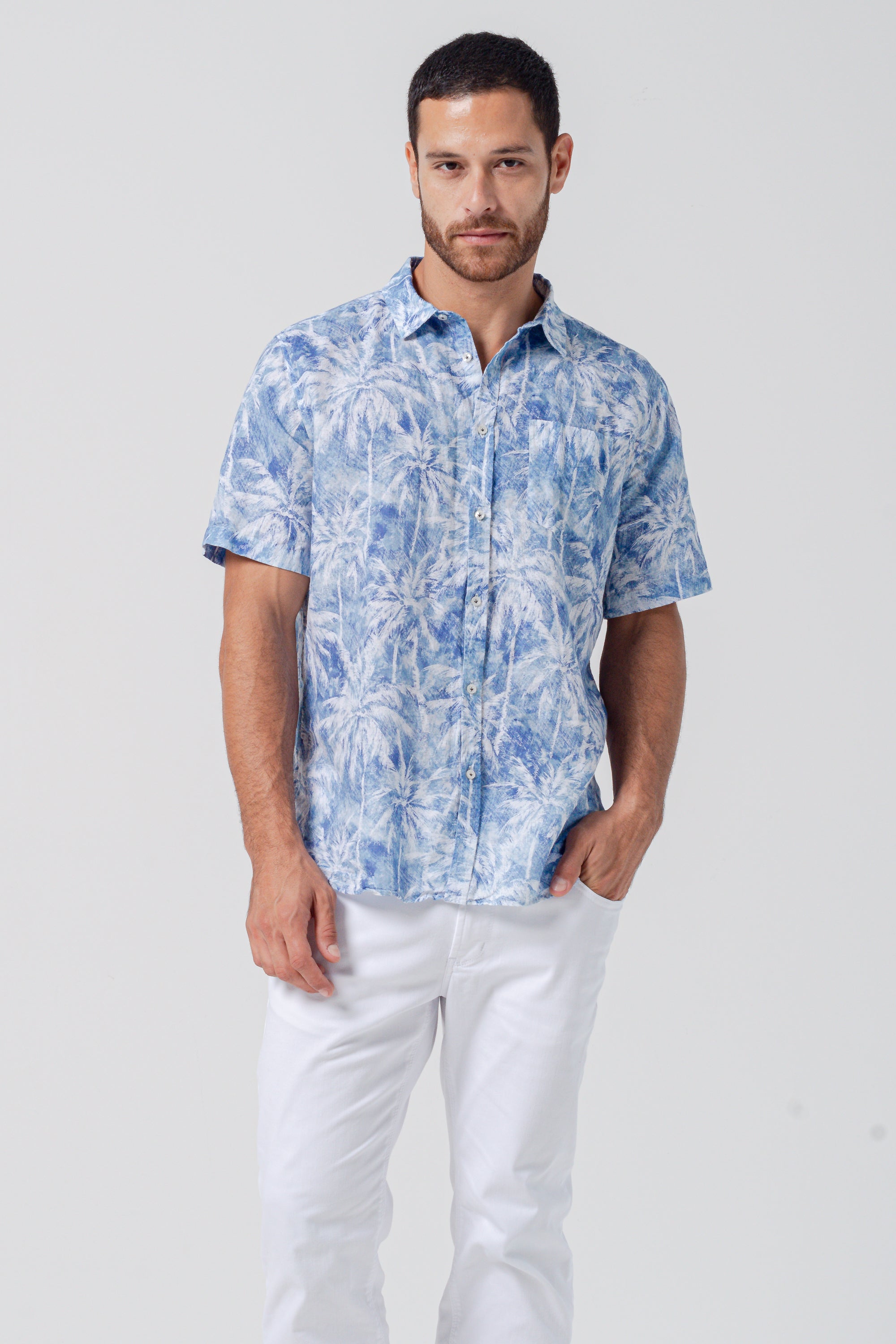Alex Palm Print Shirt - Night