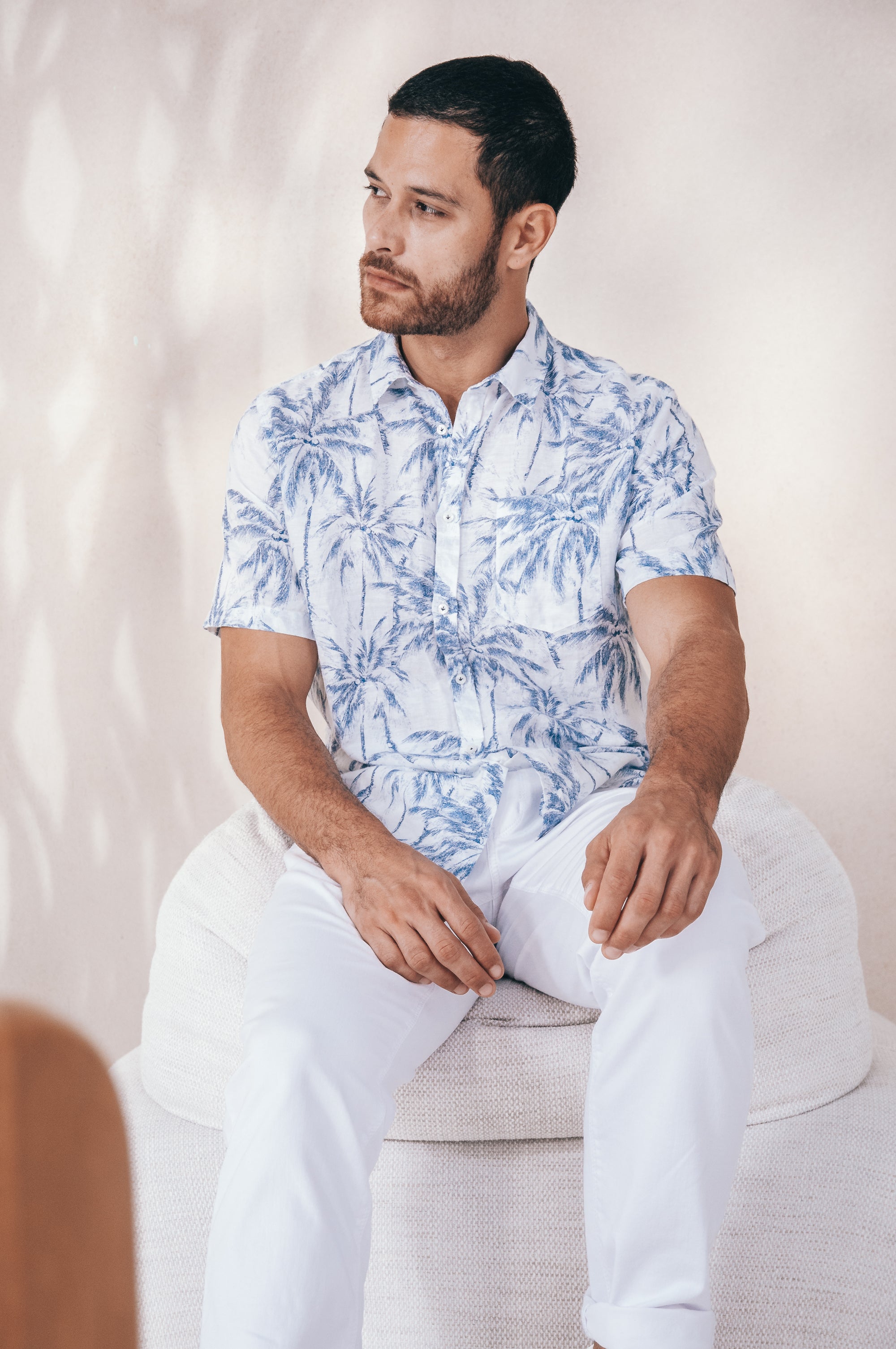 Alex Palm Print Shirt - Morning