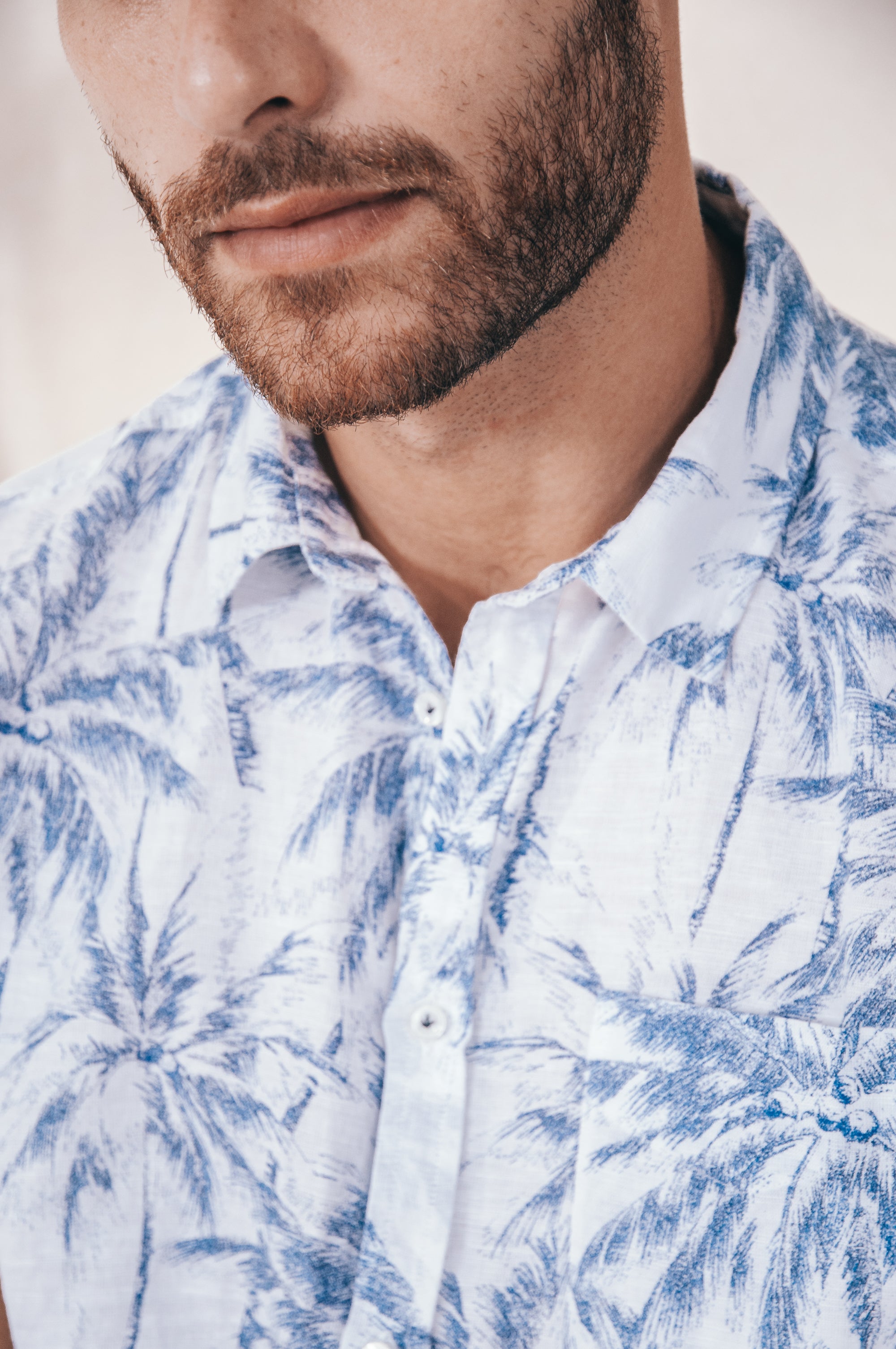 Alex Palm Print Shirt - Morning