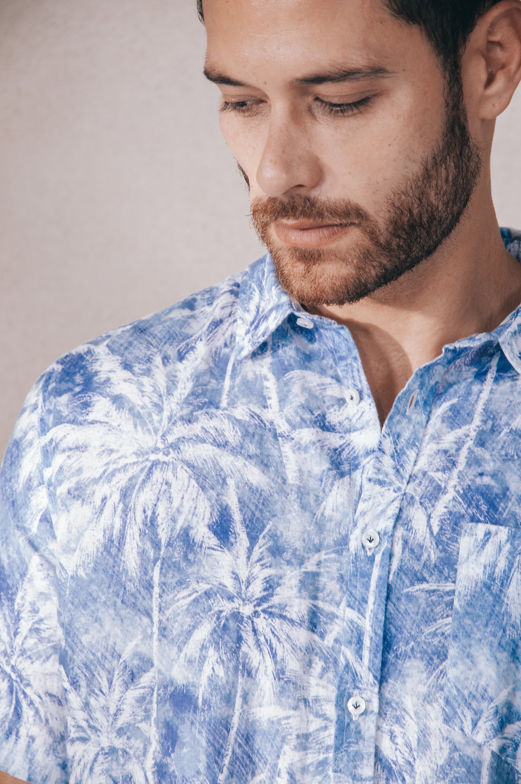 Alex Palm Print Shirt - Night