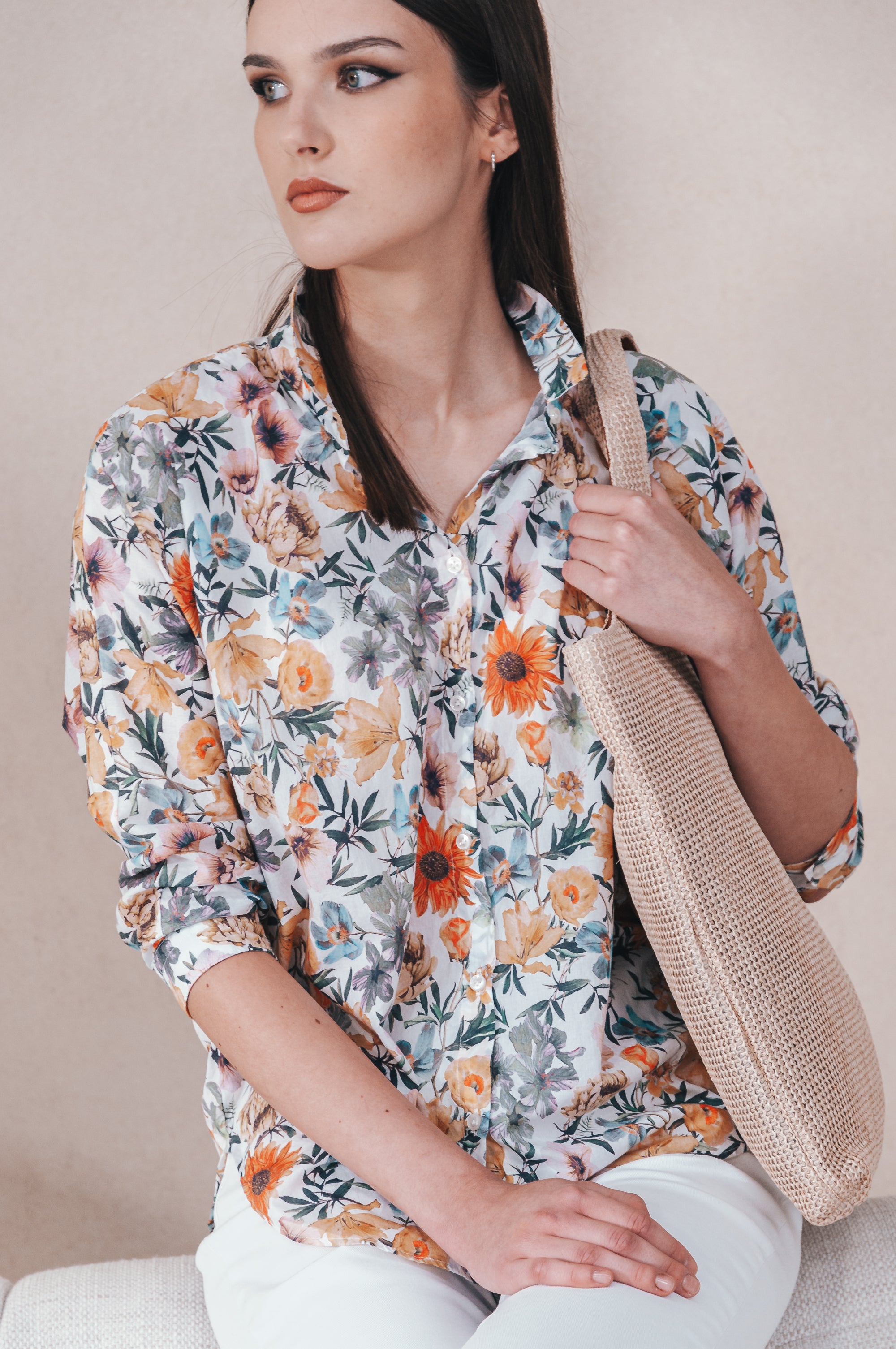 Ollie Patterned Blouse - White
