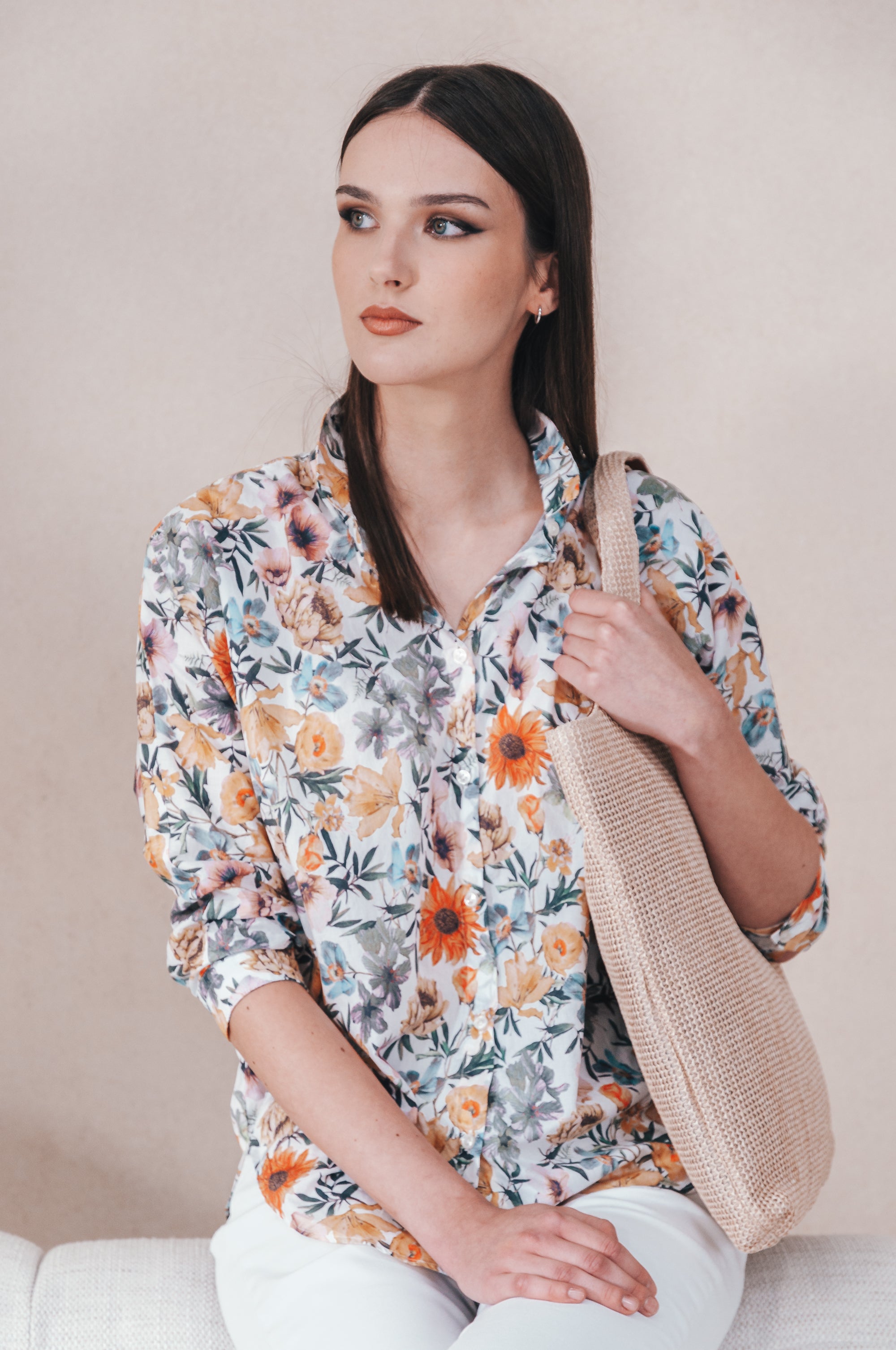 Ollie Patterned Blouse - White