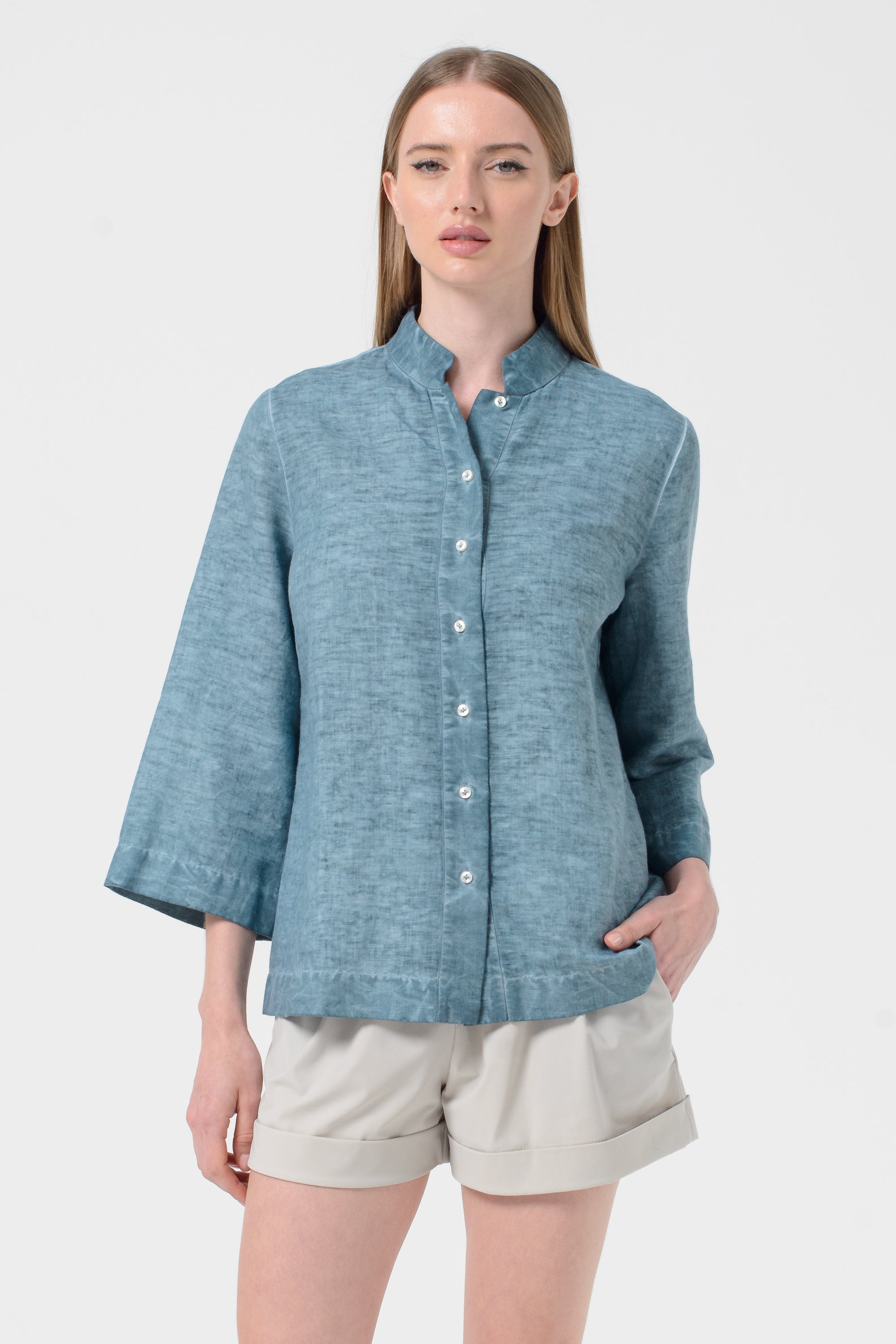Busan Linen Blend Shirt - Marlin