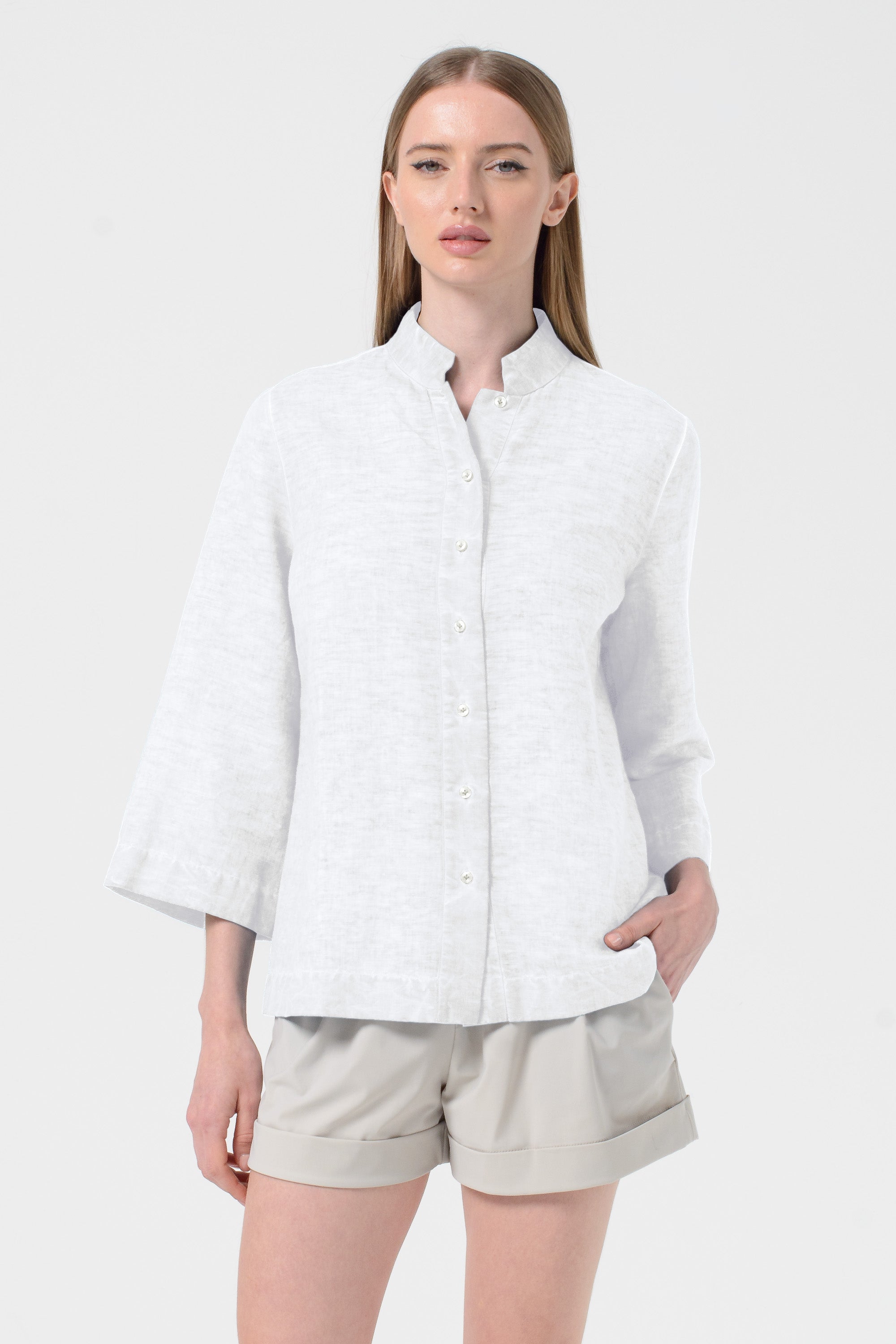 Busan Linen Blend Shirt - White