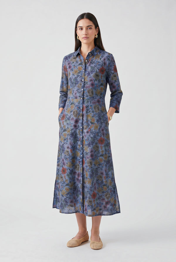 Brooke Patterned Shirtdress - Nautico