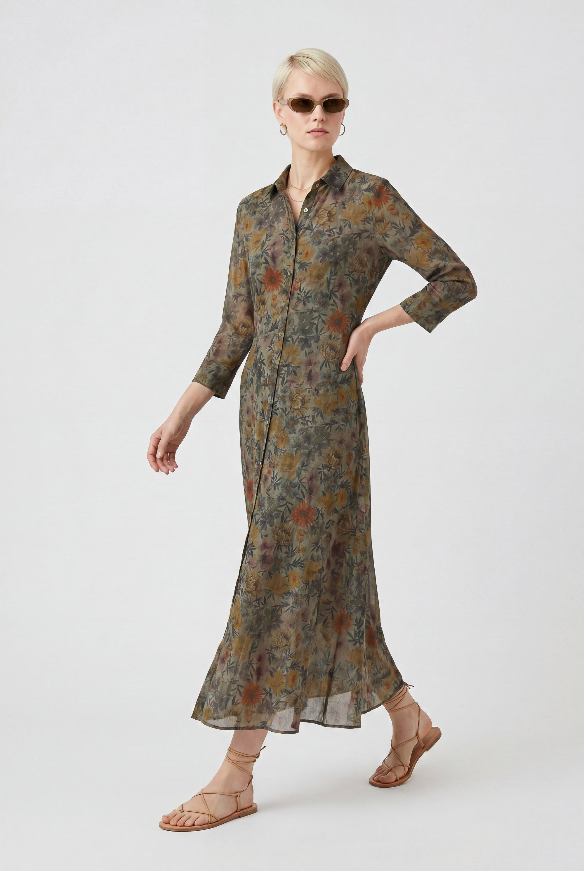 Brooke Patterned Shirtdress - Willow