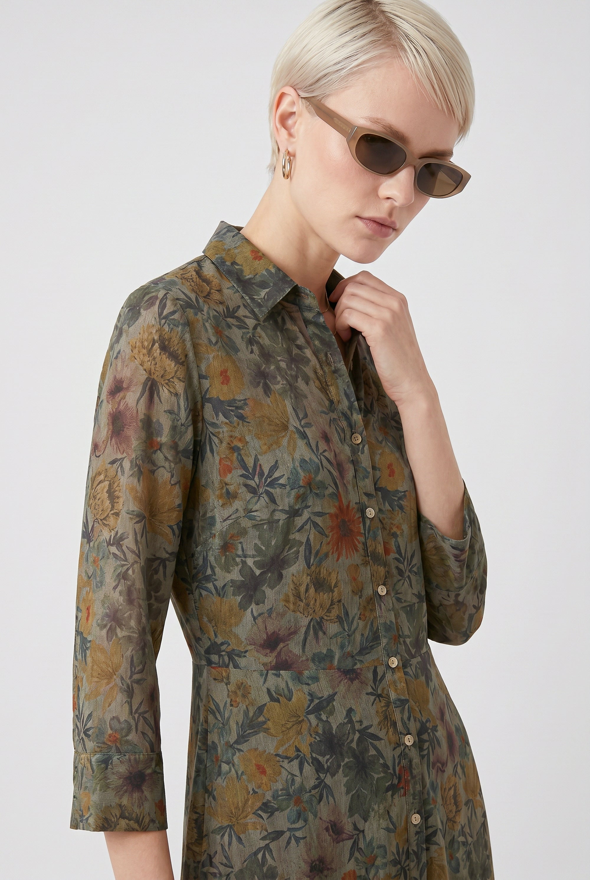Brooke Patterned Shirtdress - Willow