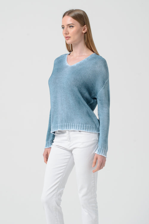 Leto V Neck Knit Frost Art In Mist main image 0