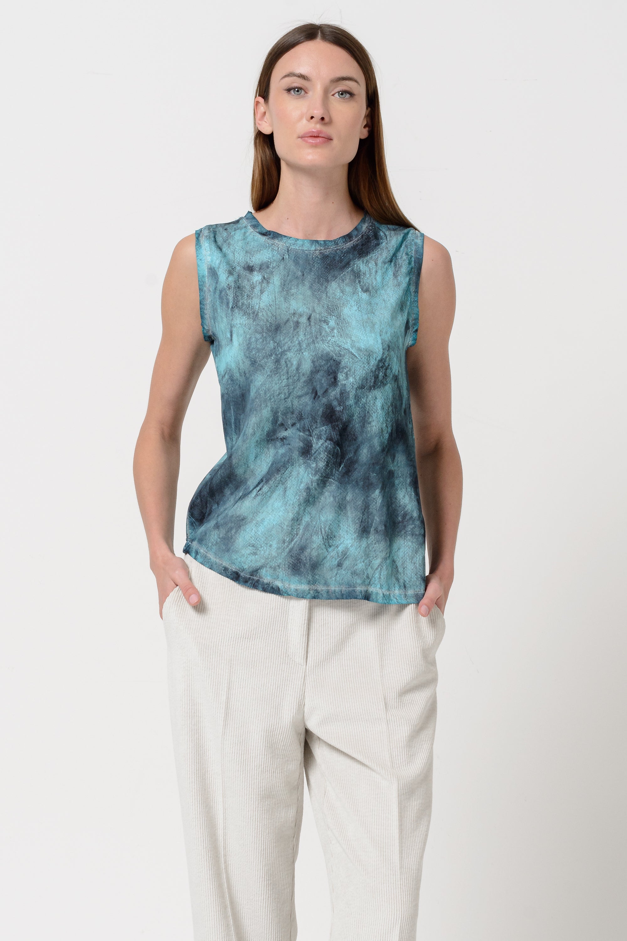 Lugana Printed Tank - Aqua