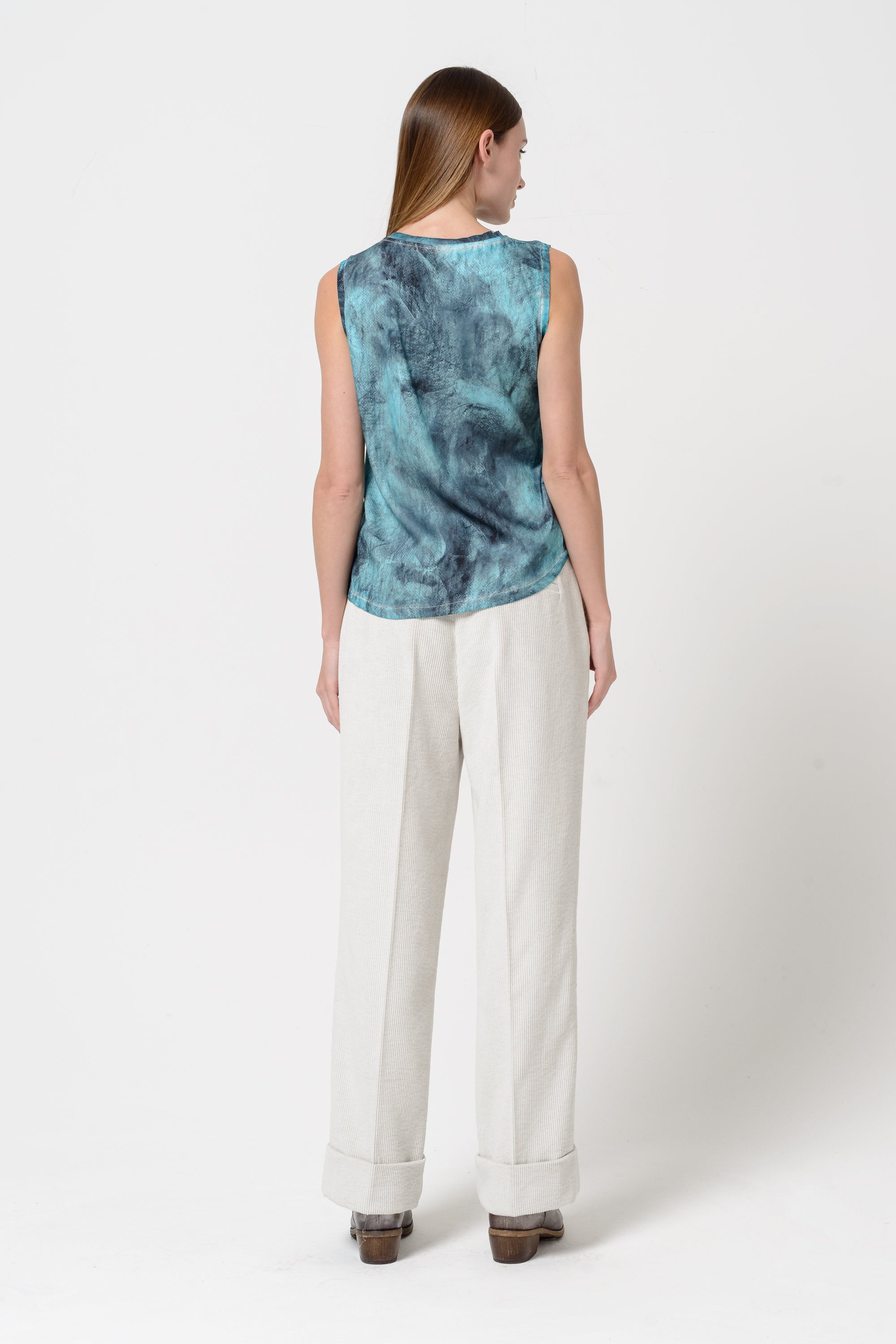 Lugana Printed Tank - Aqua