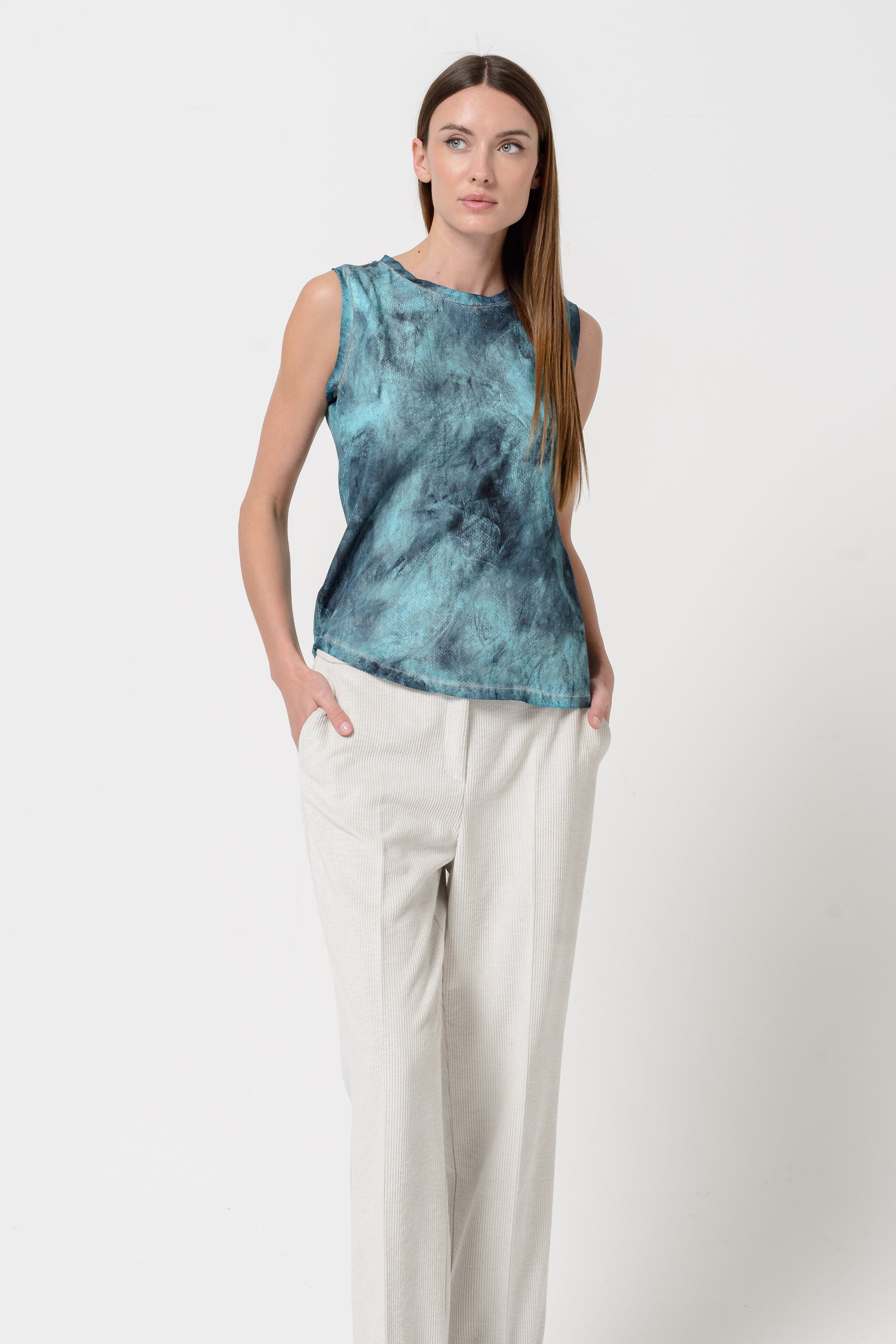 Lugana Printed Tank - Aqua