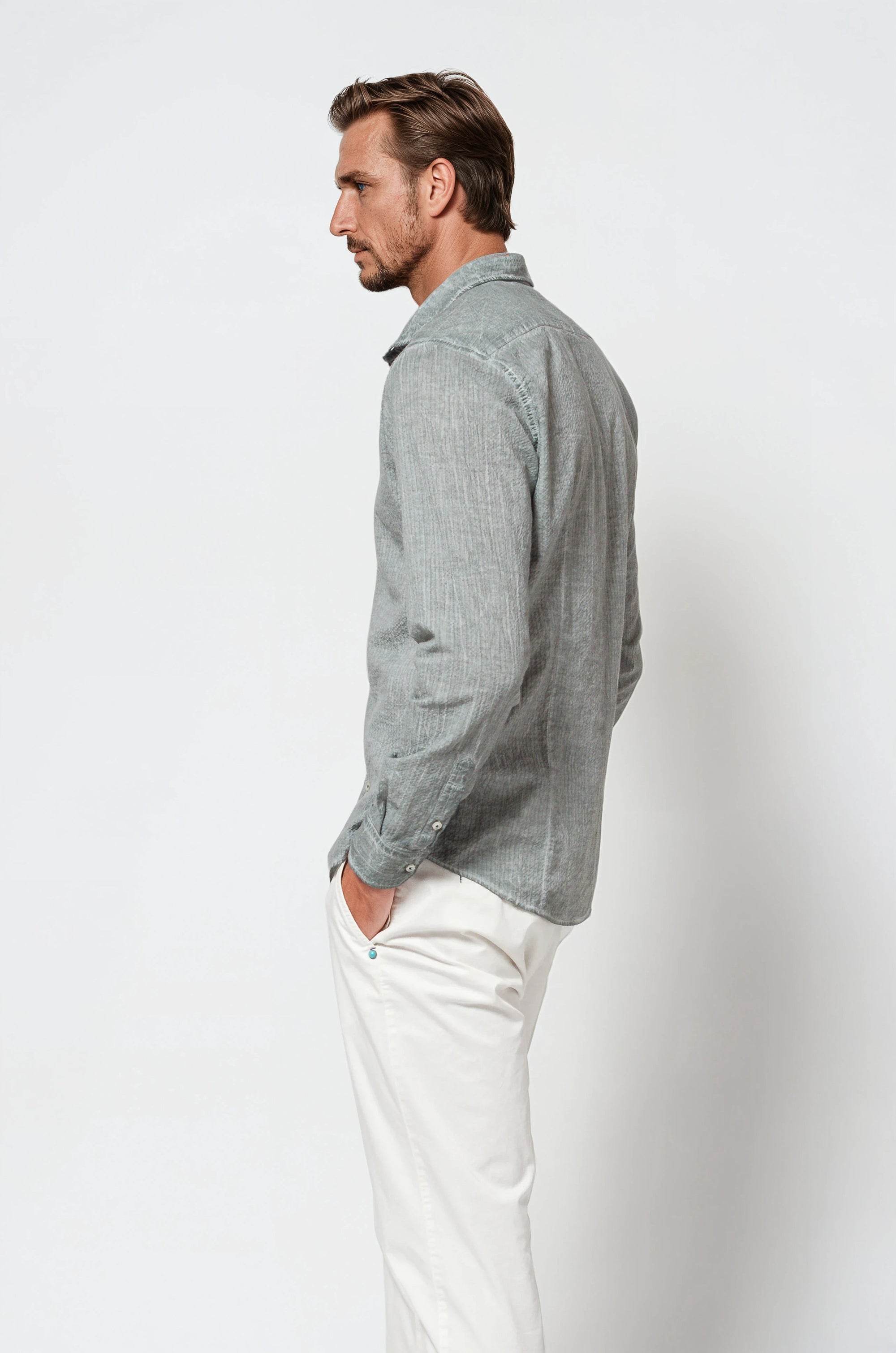 Harrison Cloque Shirt - Salvia
