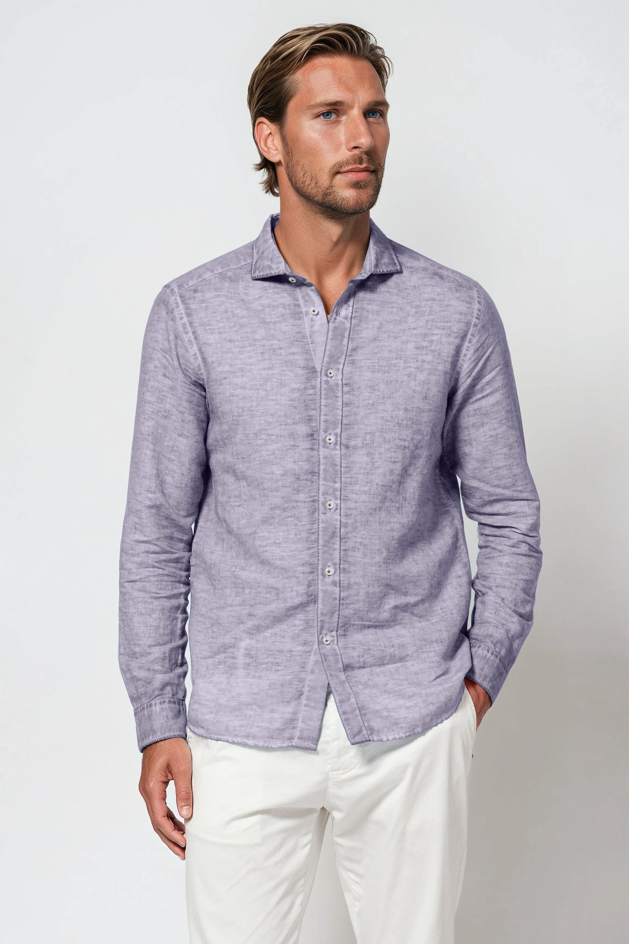Harrison Linen Blend Shirt - Lavanda