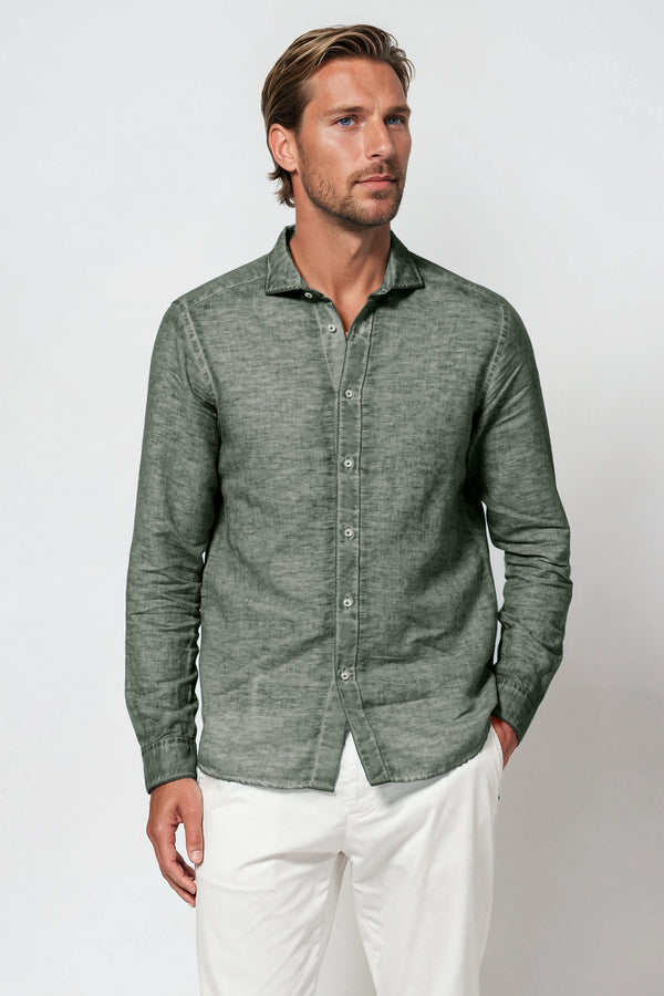 Harrison Linen Blend Shirt - Salvia