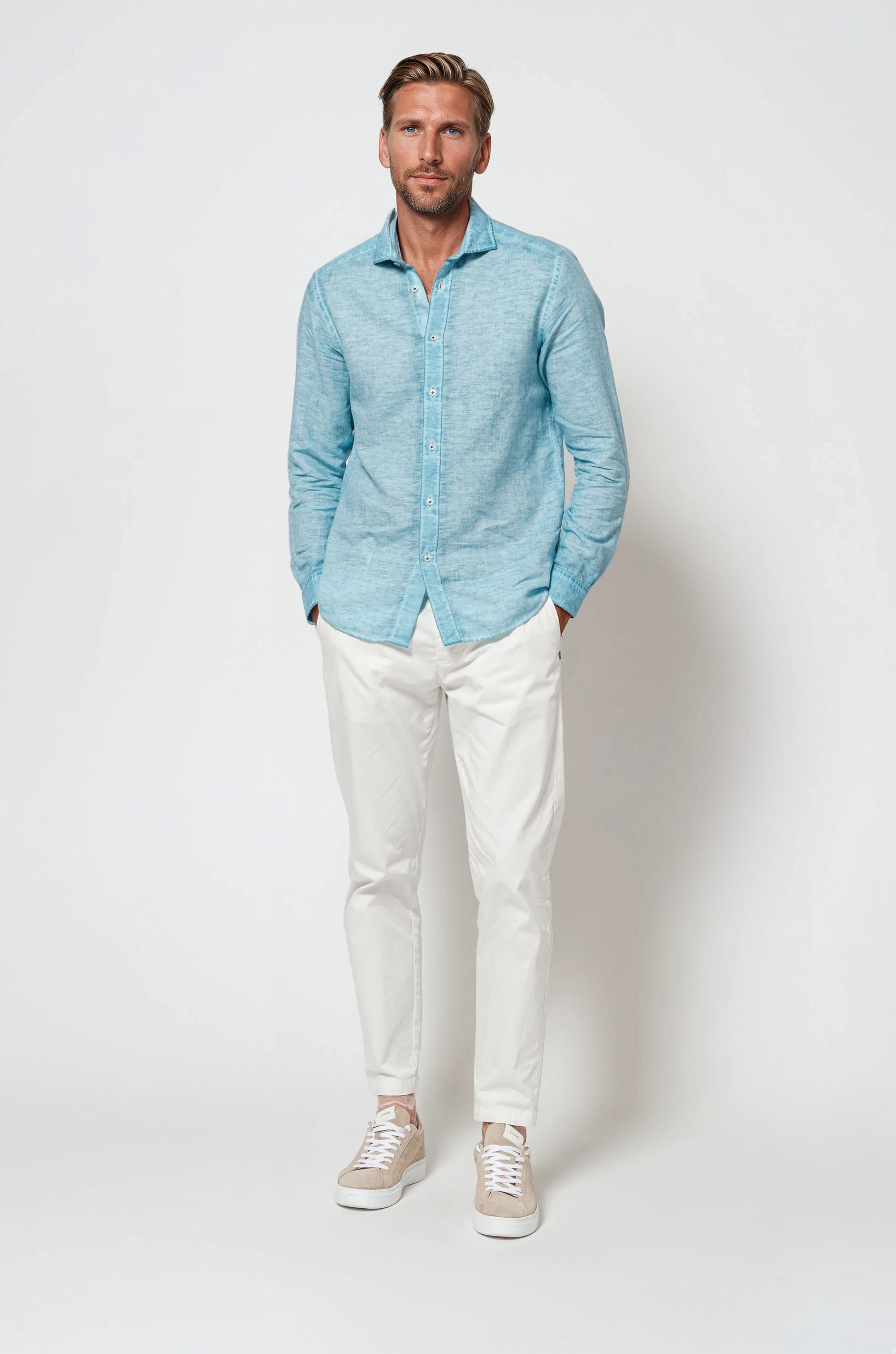Harrison Linen Blend Shirt - Egeo