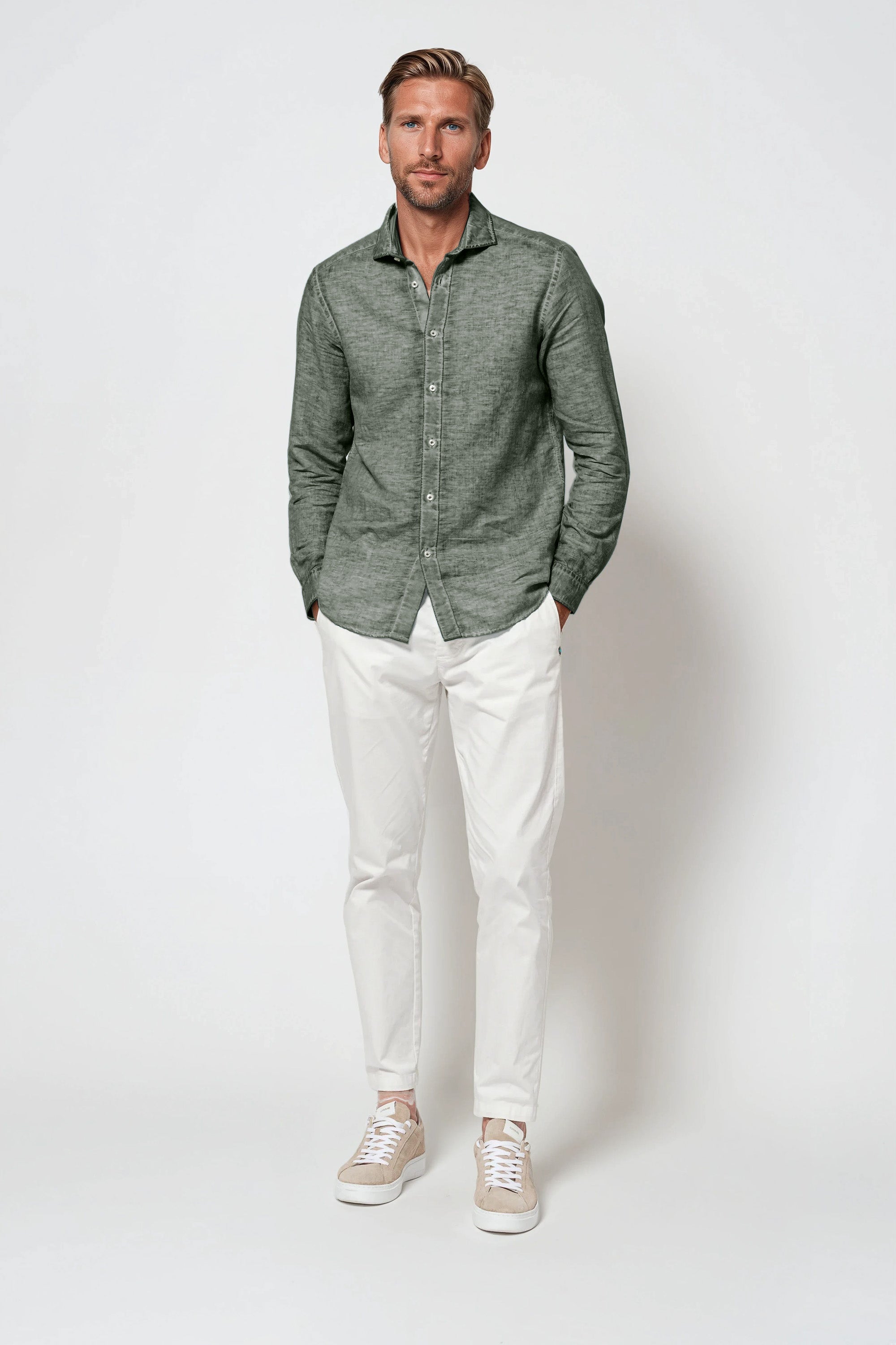 Harrison Linen Blend Shirt - Salvia