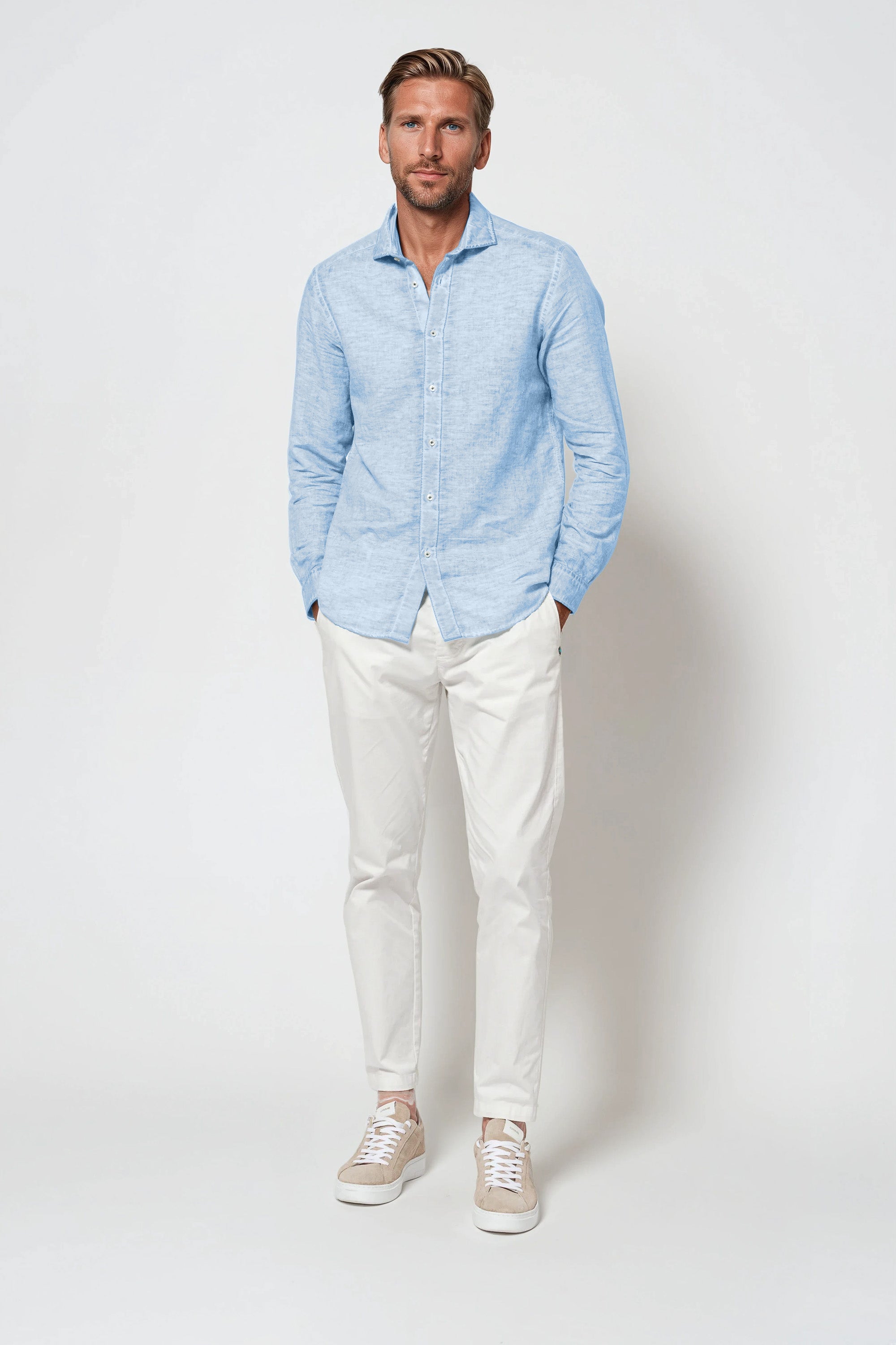 Harrison Linen Blend Shirt - Santorini