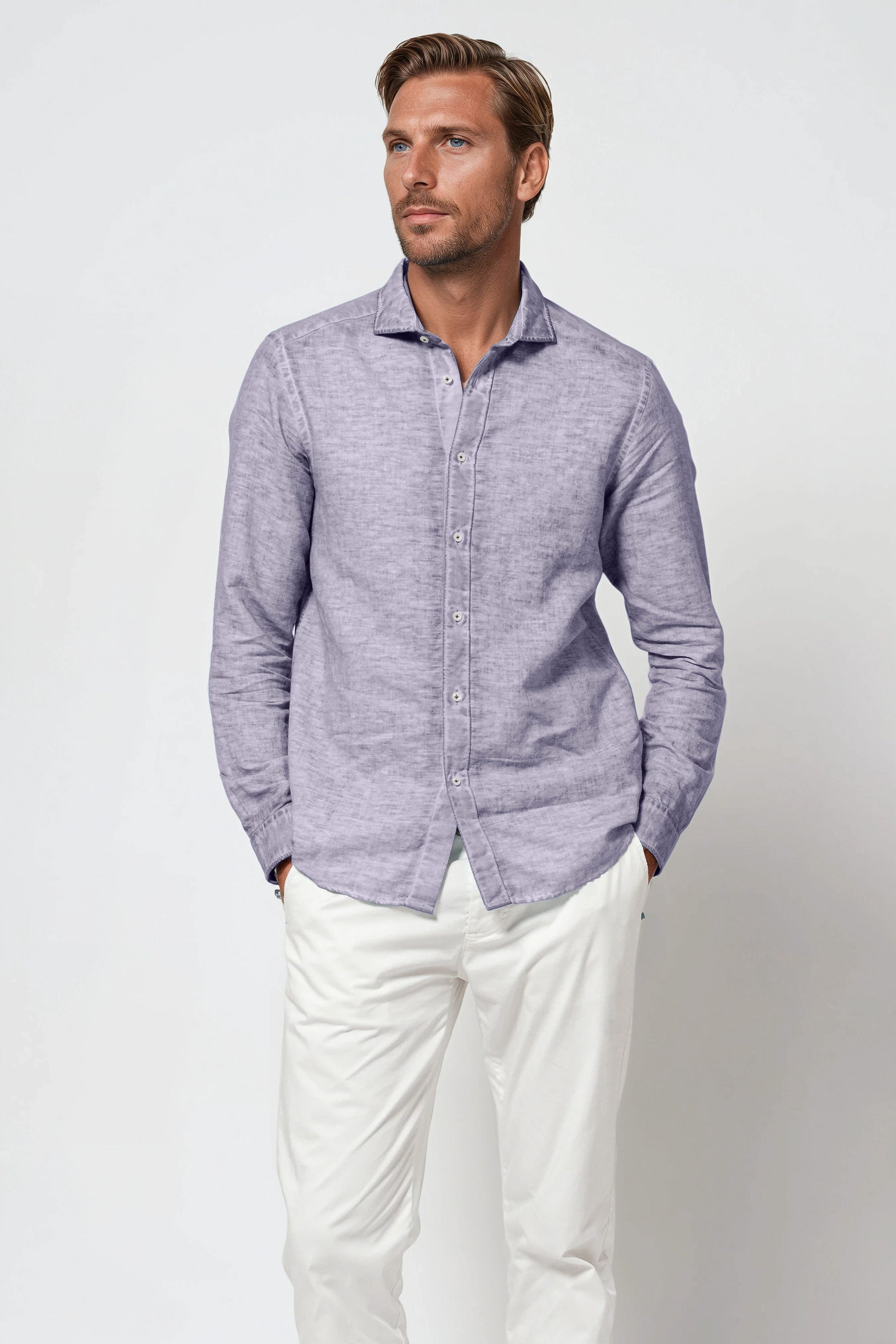 Harrison Linen Blend Shirt - Lavanda