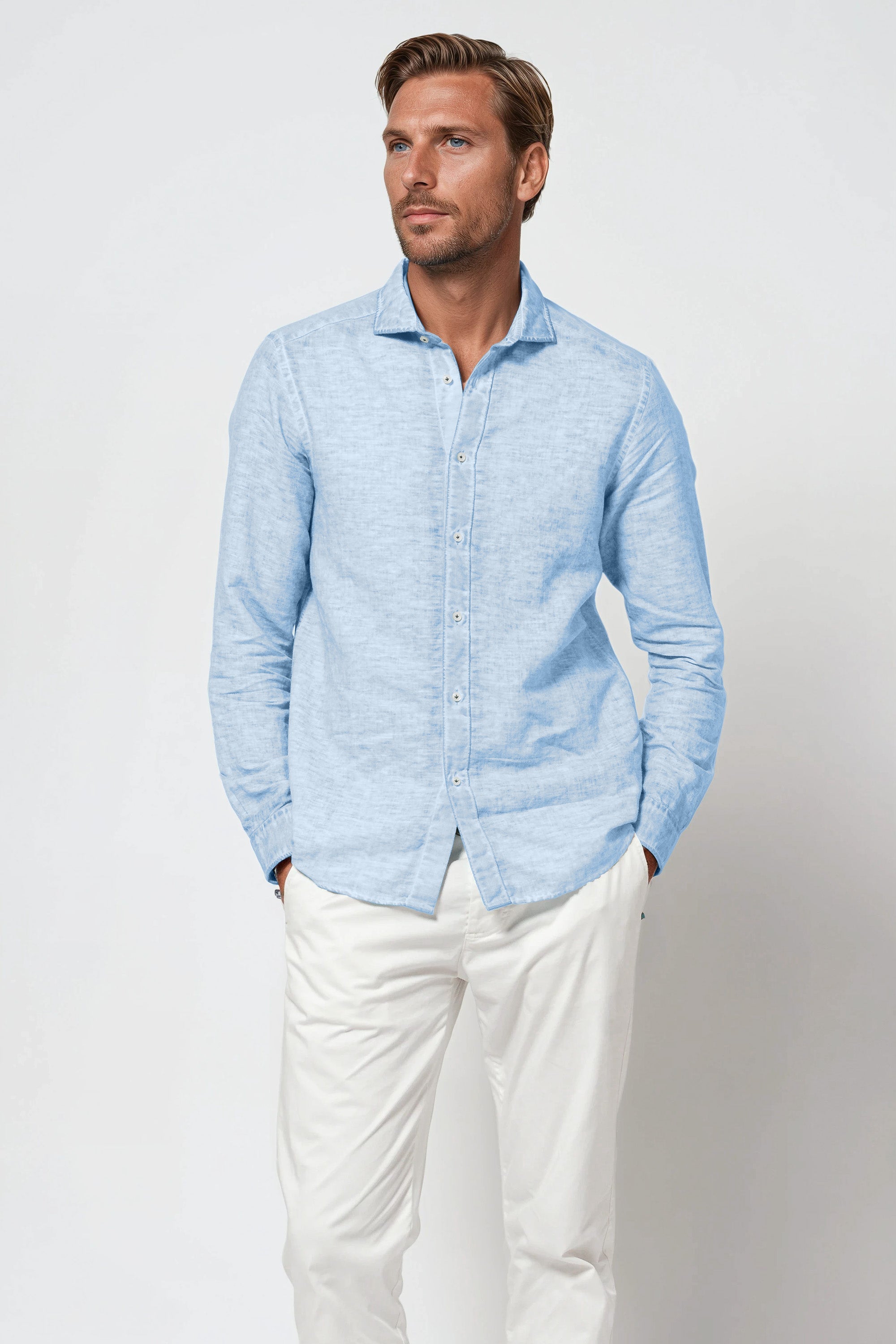 Harrison Linen Blend Shirt - Santorini