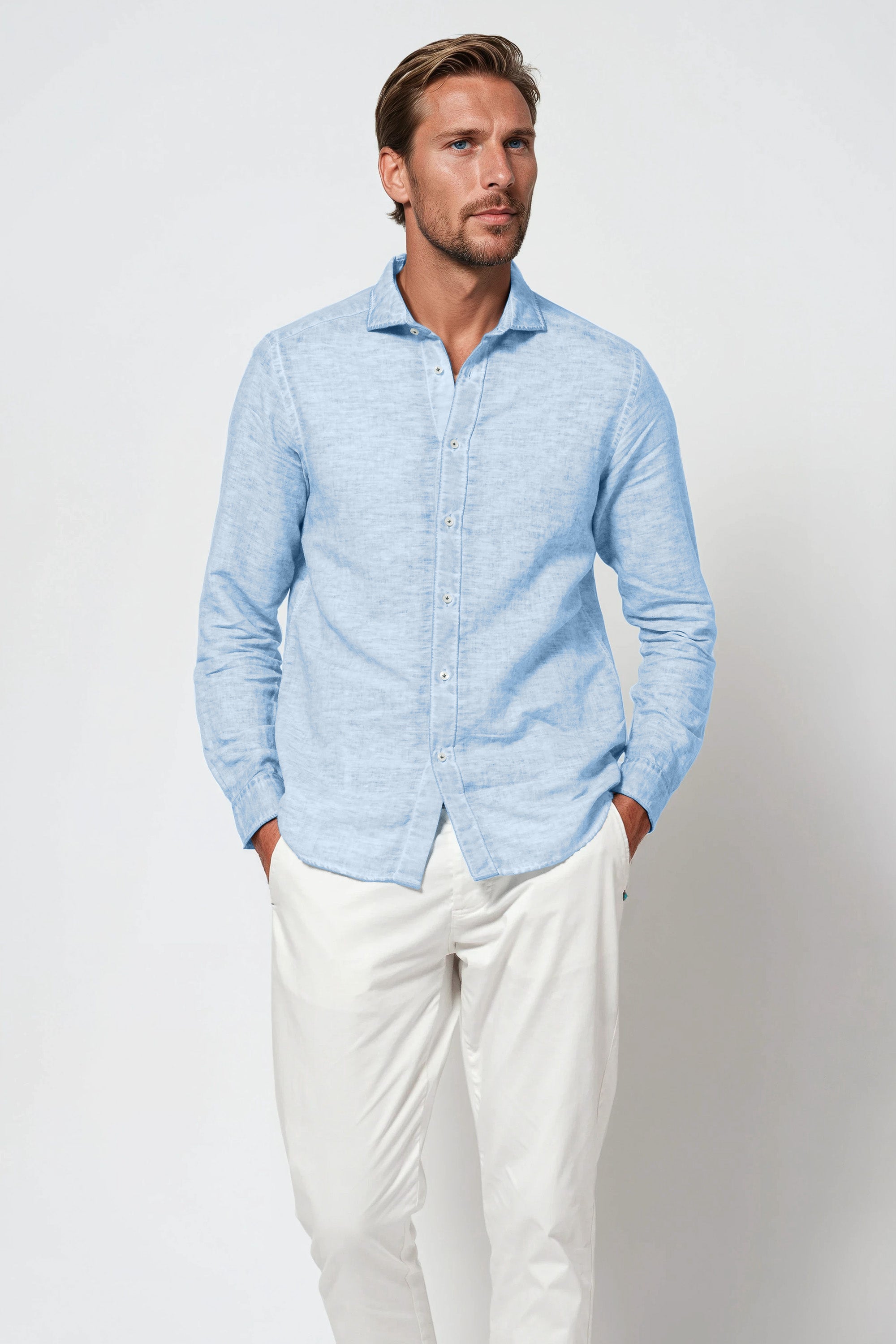Harrison Linen Blend Shirt - Santorini