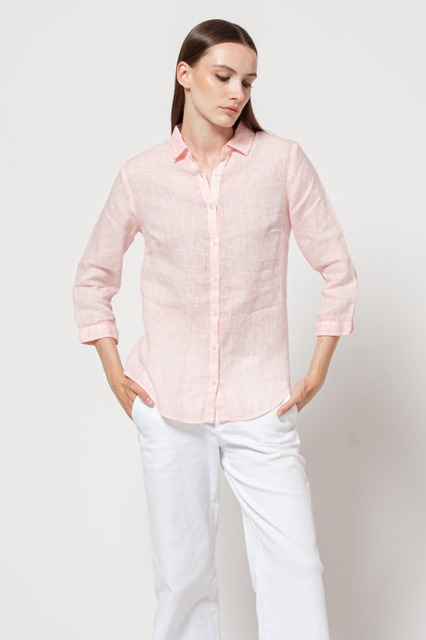 Valeria Linen Shirt - Flamingo