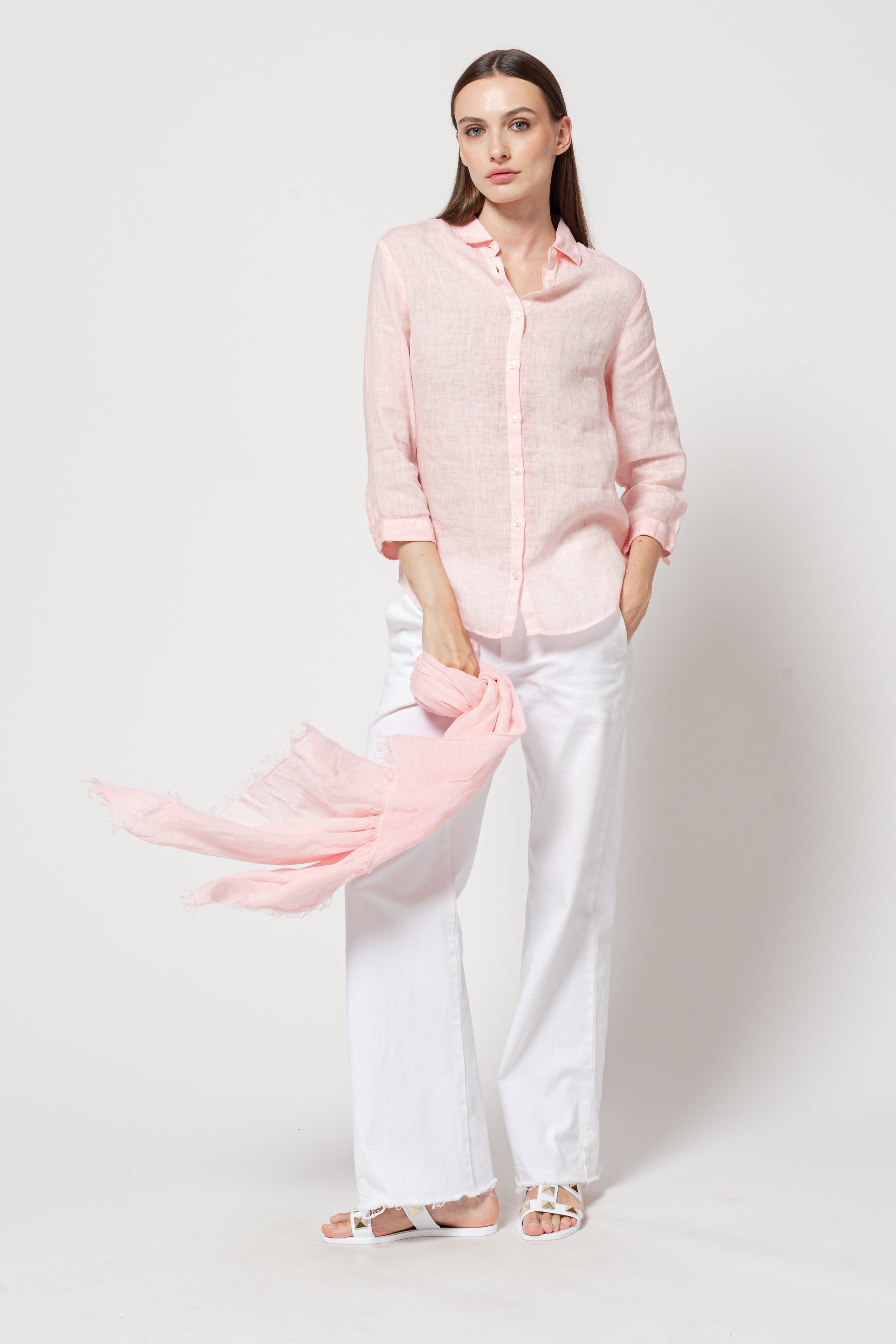 Valeria Linen Shirt - Flamingo