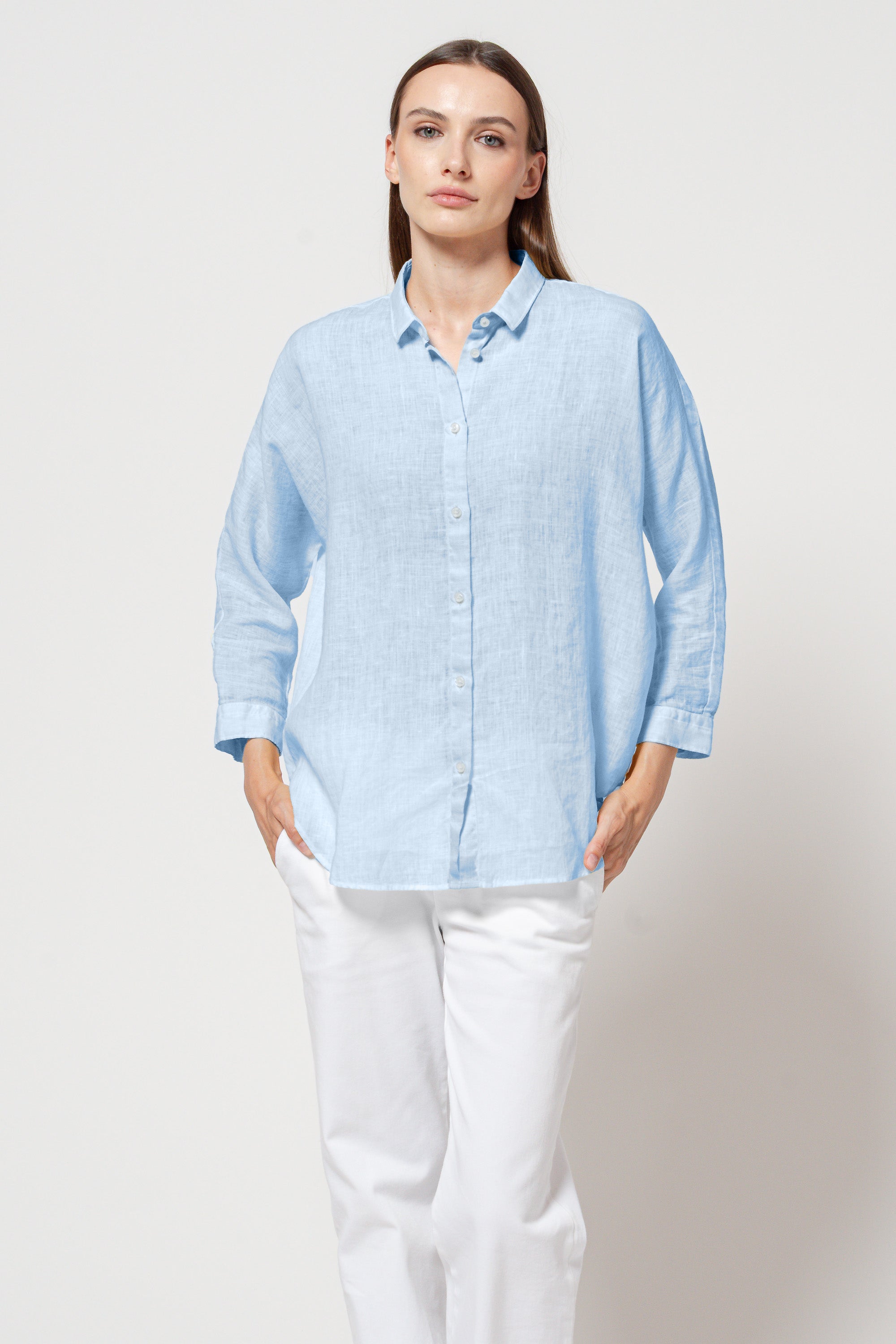 Allie Linen Blouse - Santorini