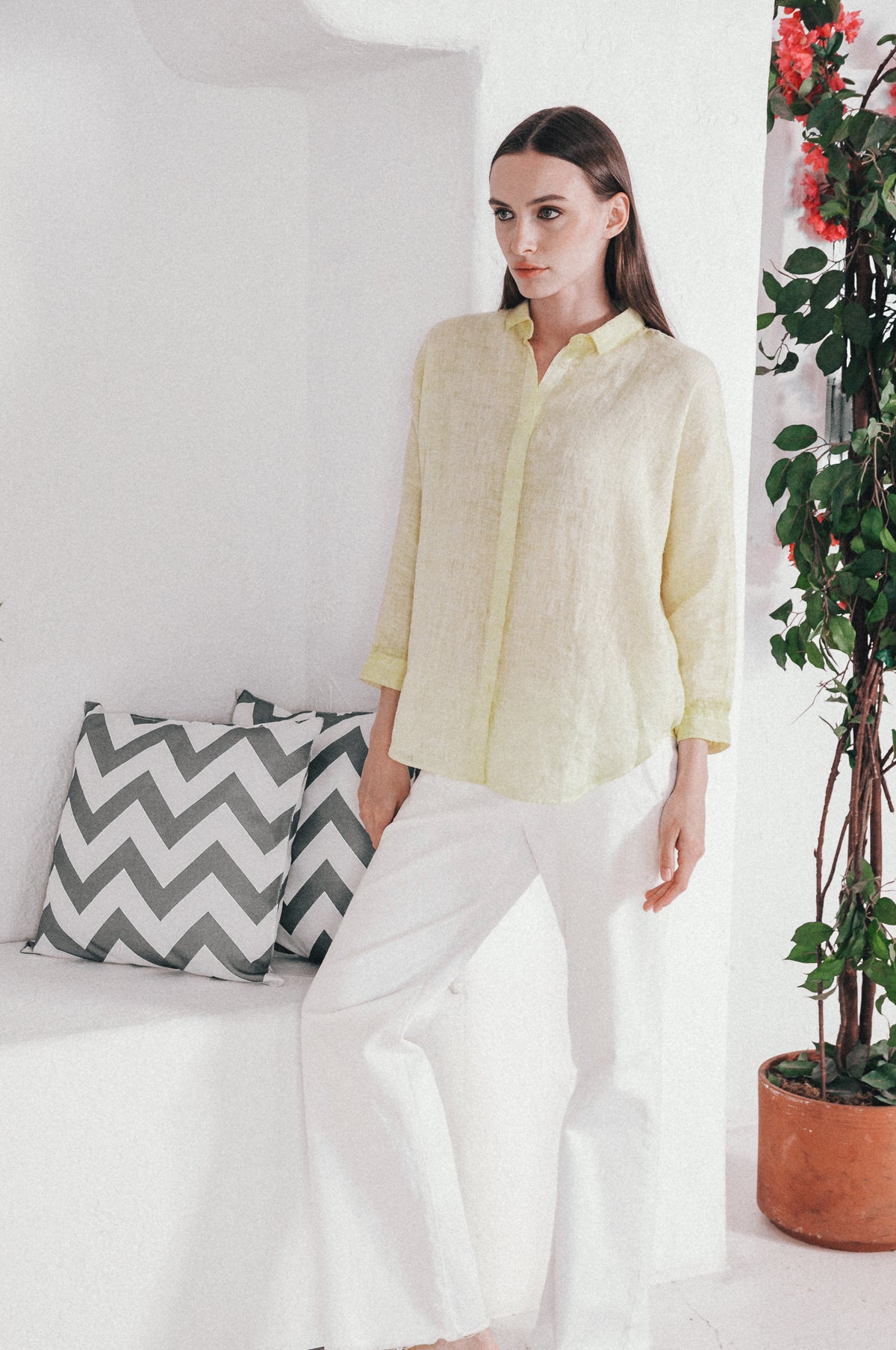 Allie Linen Blouse - Canary