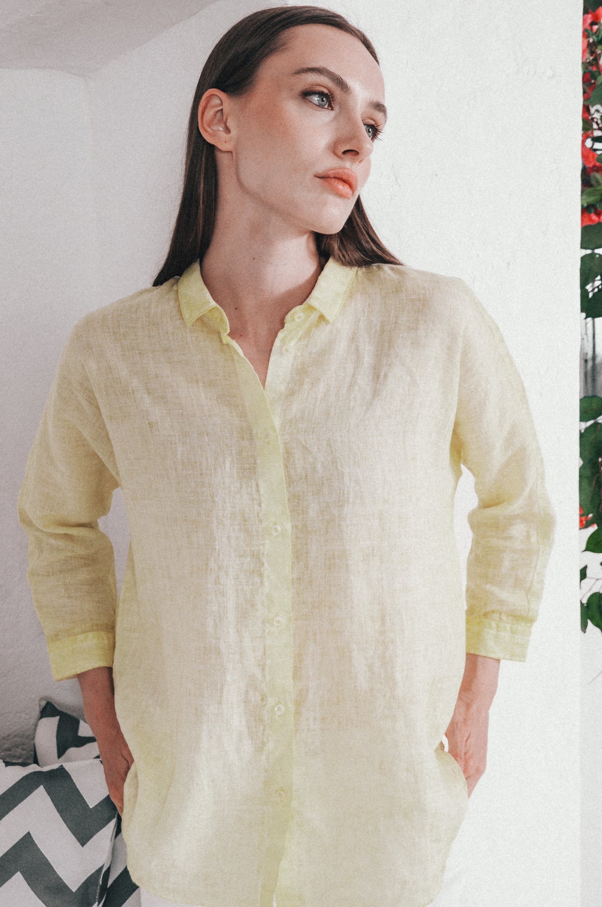 Allie Linen Blouse - Canary