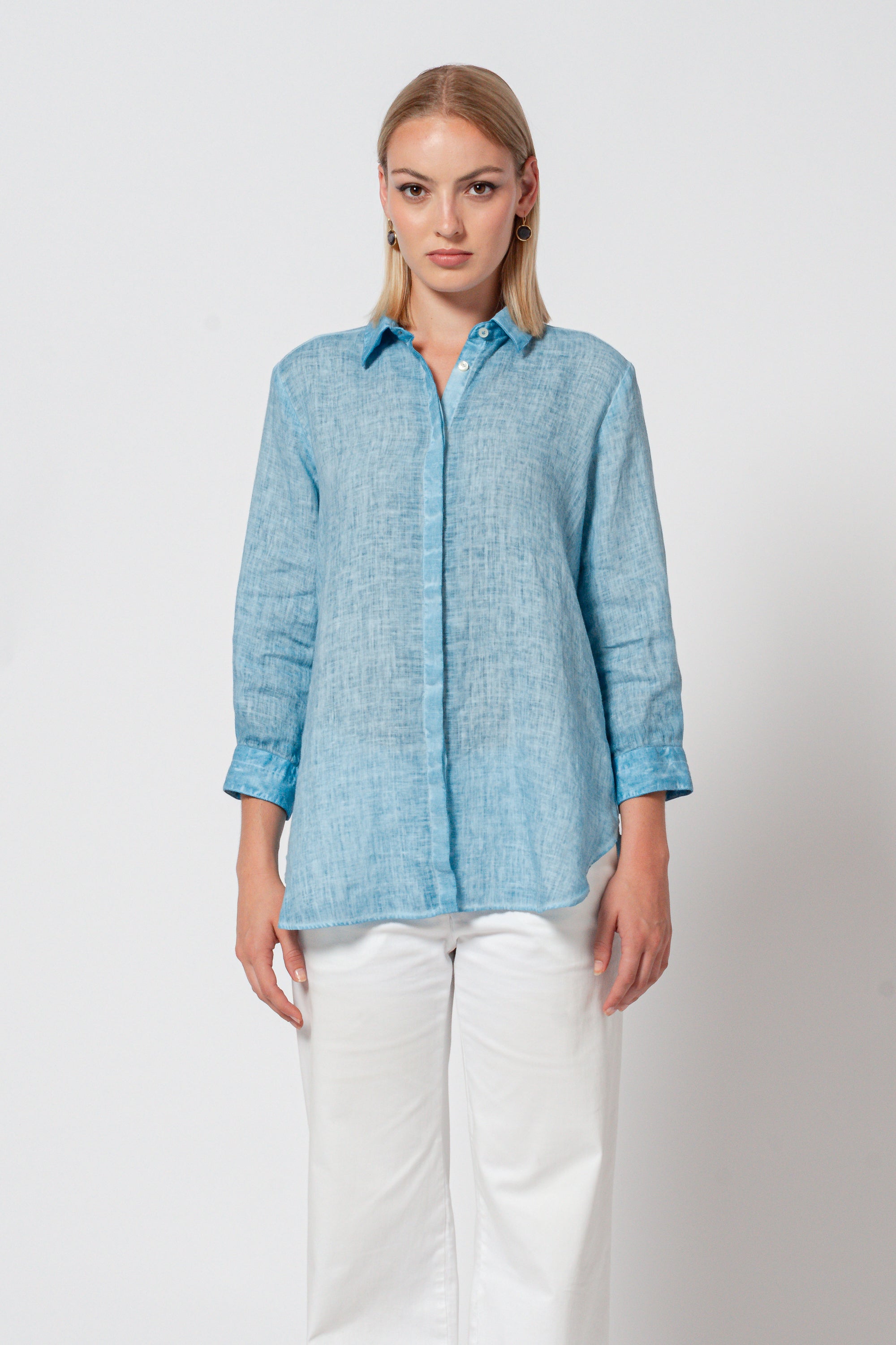 Augustina Linen Shirt - Egeo