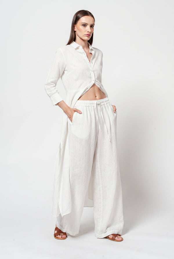 Billow Linen Blend Slacks - White