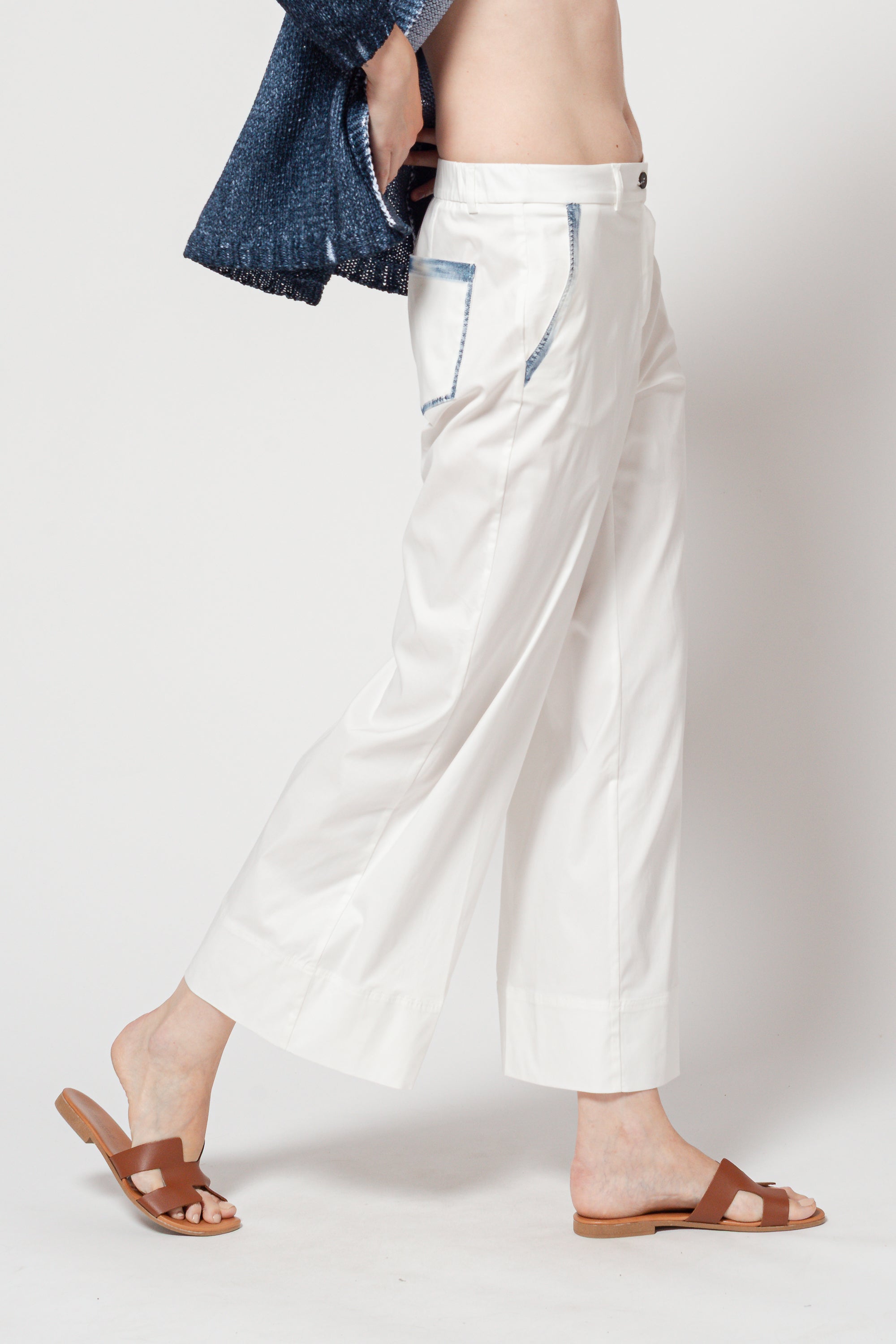 Adelina Painted Pants - White