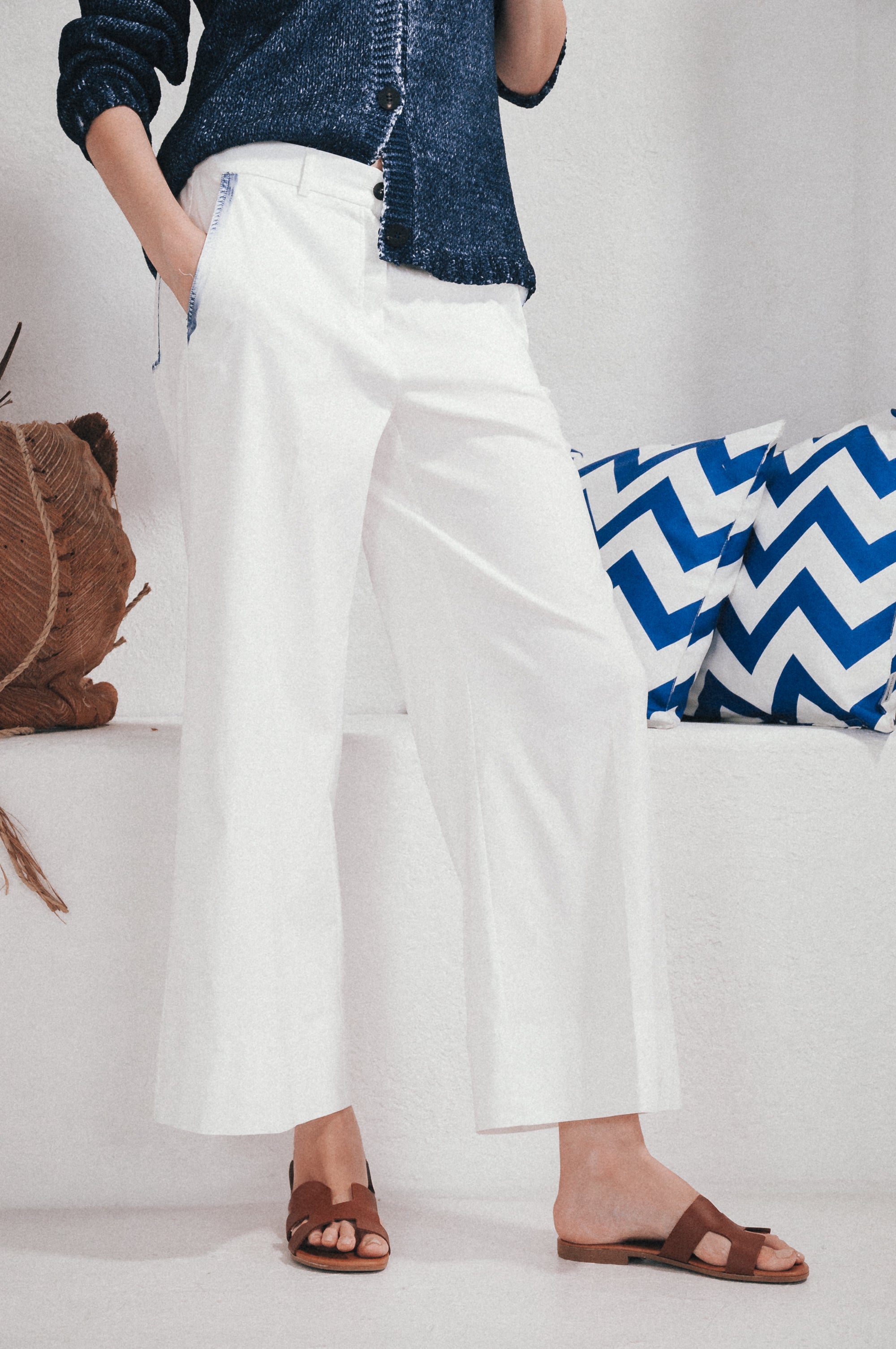 Adelina Painted Pants - White