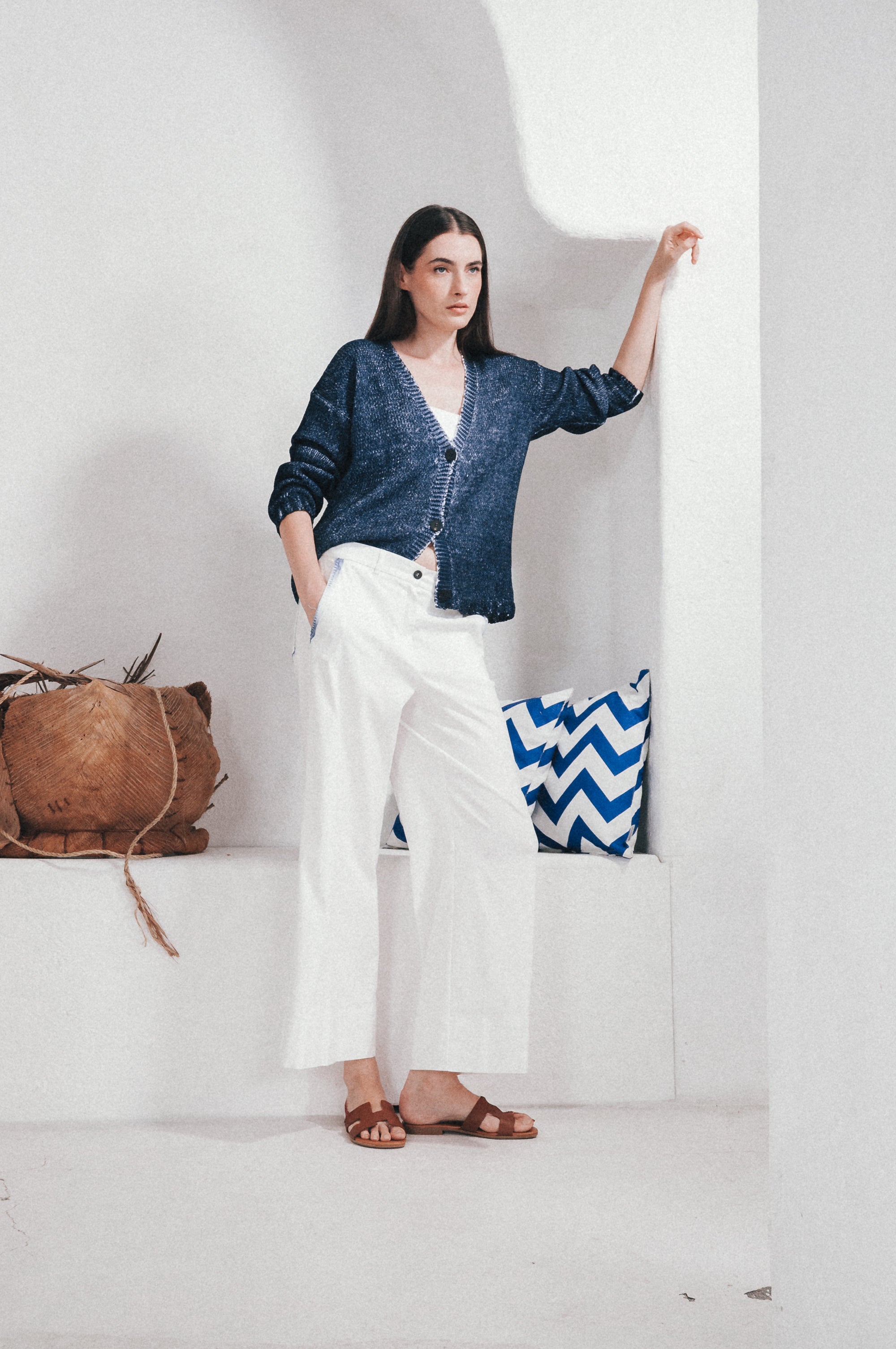 Adelina Painted Pants - White