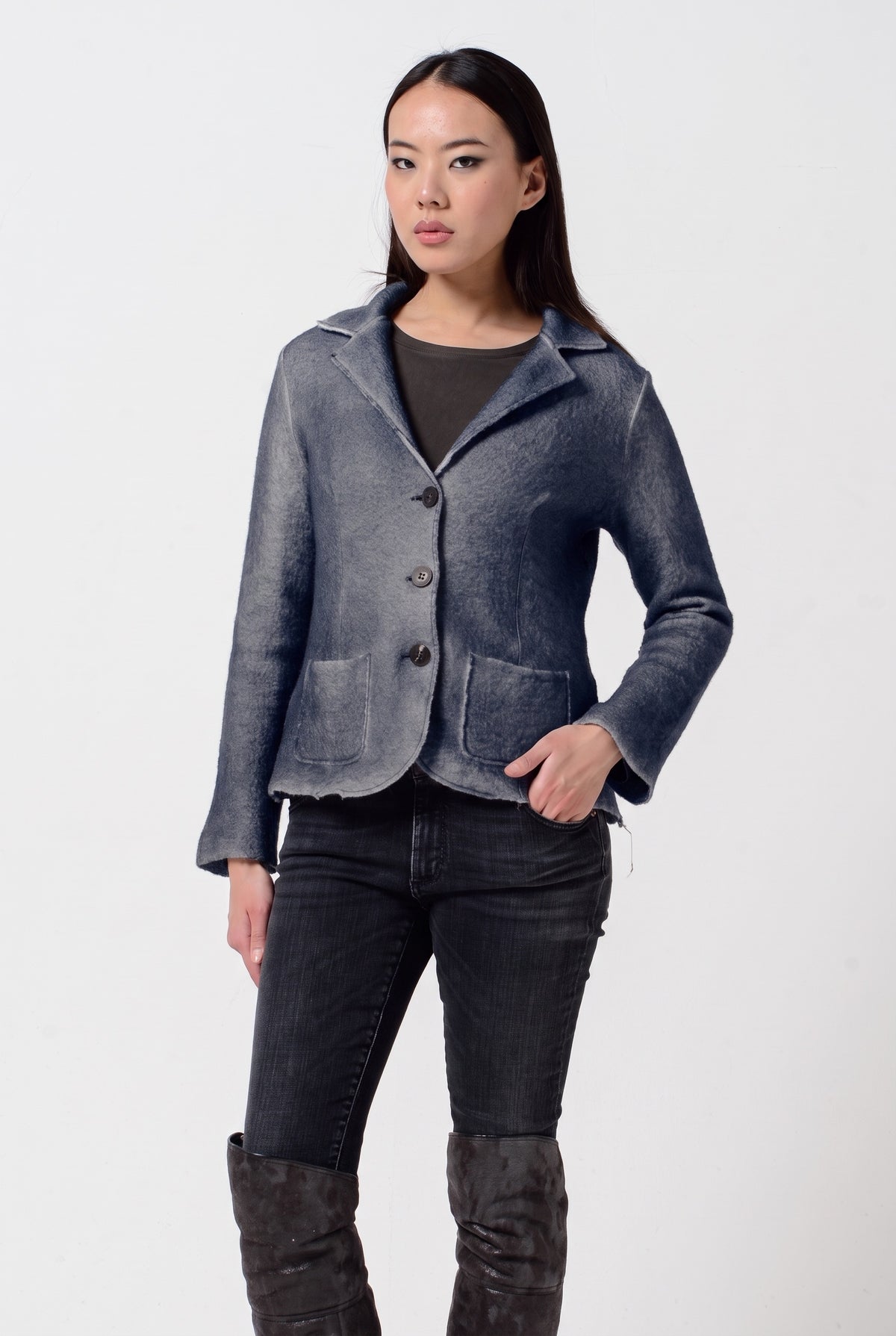 Evie Blazer Spray Art - Navy